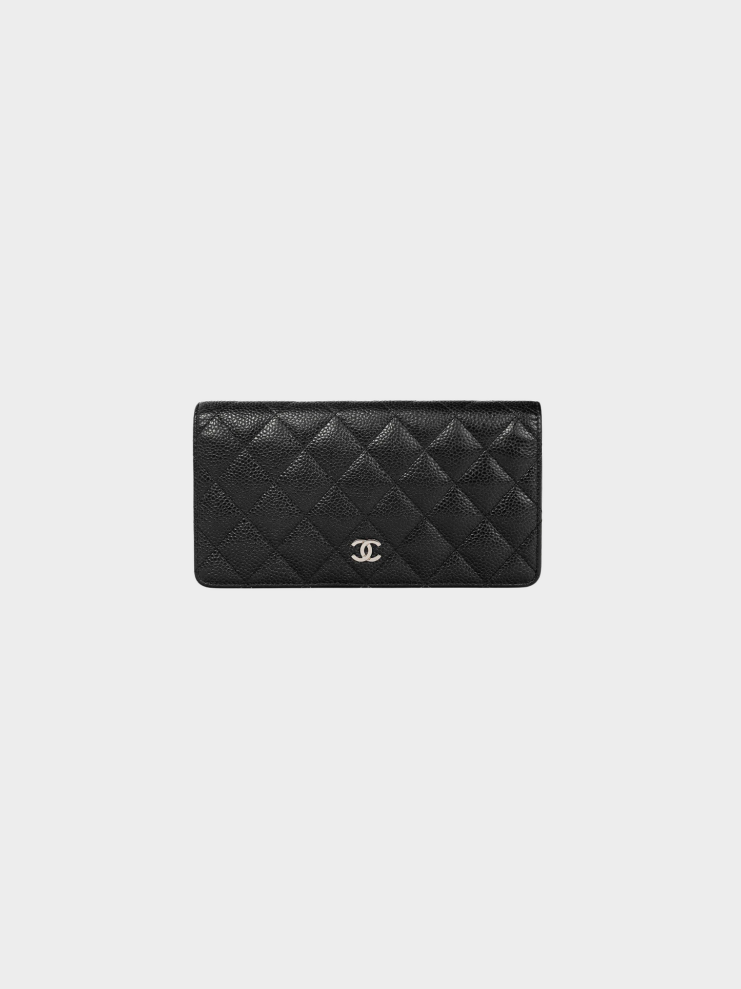 Chanel 2014 Black Caviar Leather Quilted L-Yen Wallet