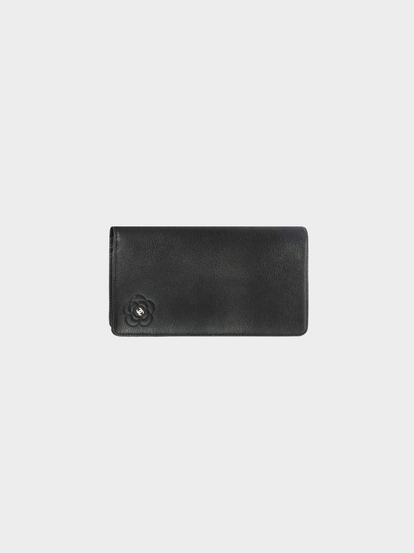 Chanel 2009-2010 Black Camellia Leather Wallet
