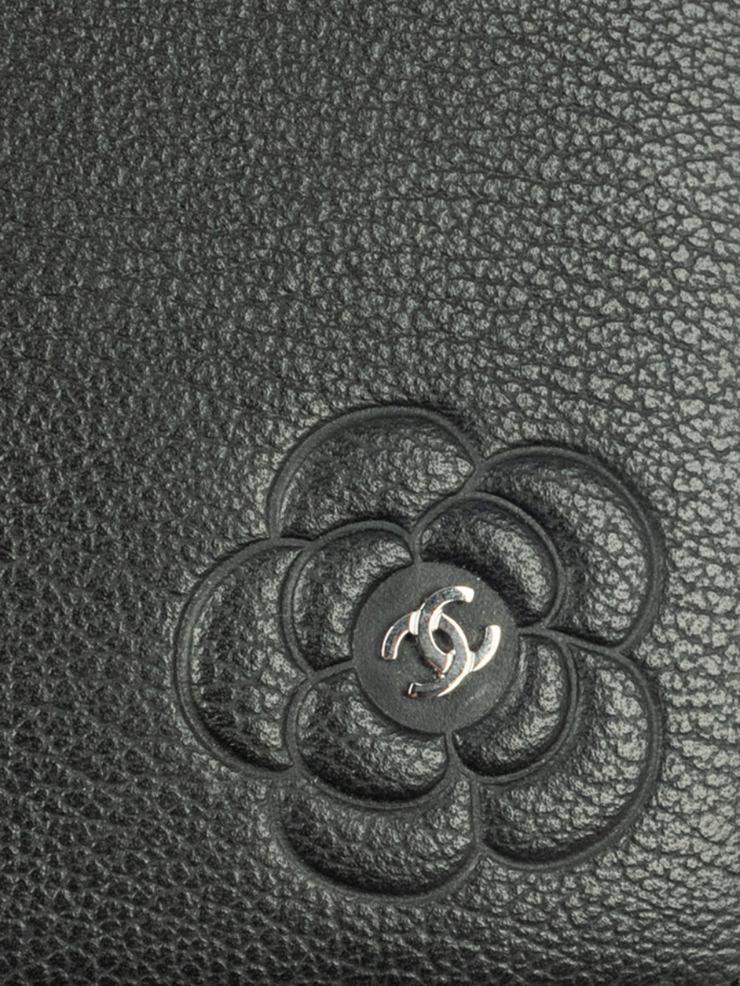Chanel 2009-2010 Black Camellia Leather Wallet