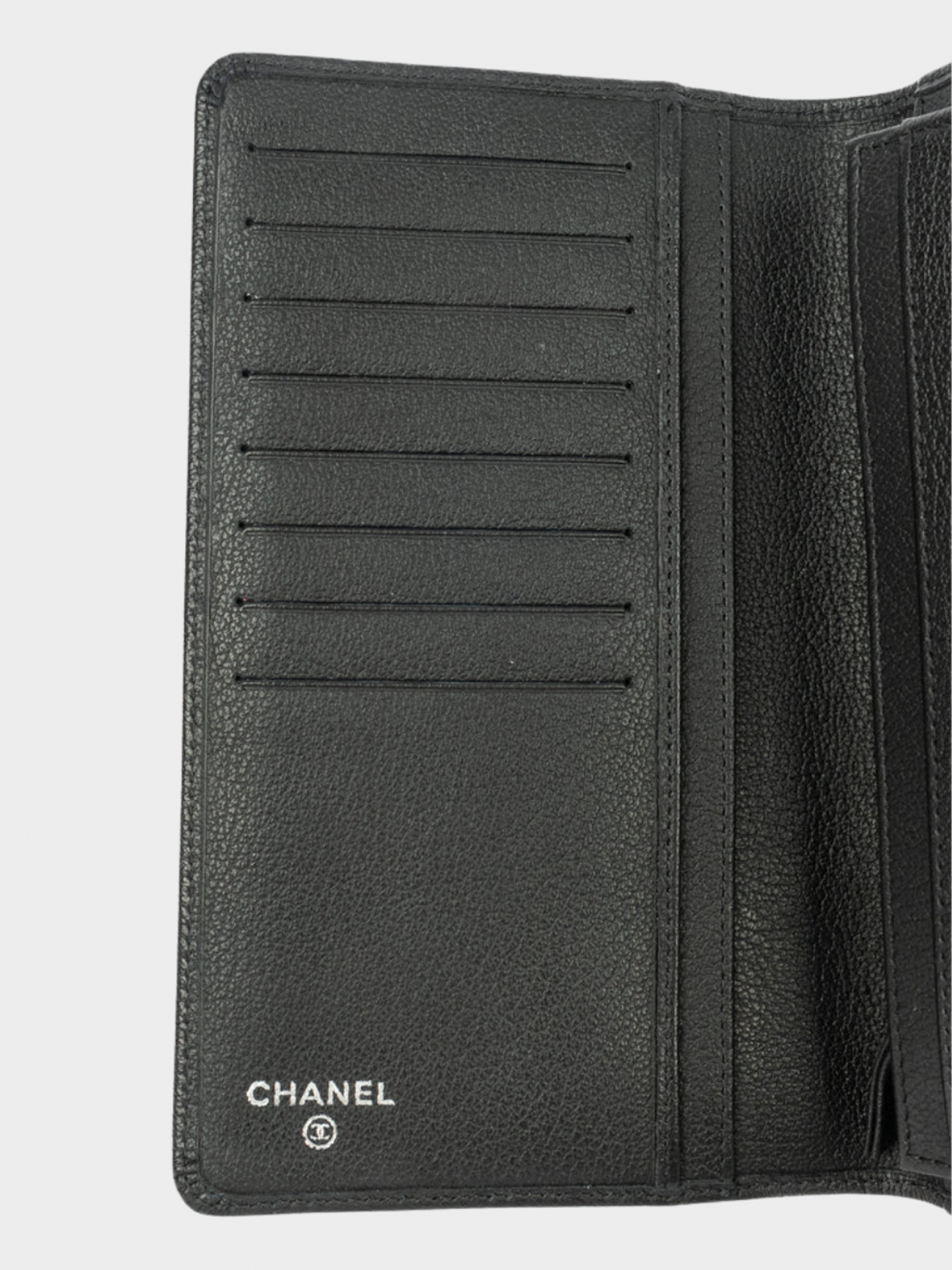 Chanel 2009-2010 Black Camellia Leather Wallet