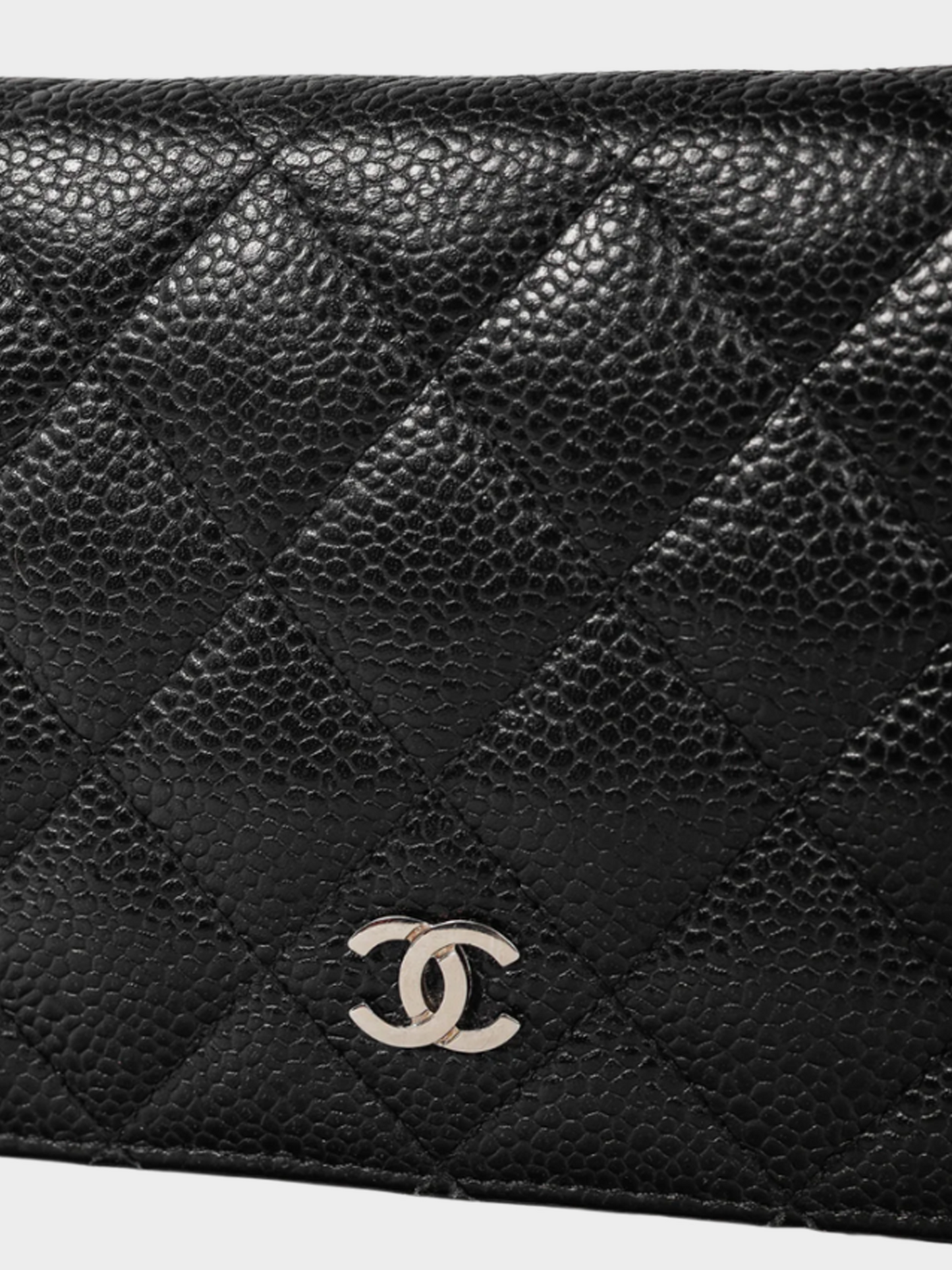 Chanel 2014 Black Caviar Leather Quilted L-Yen Wallet