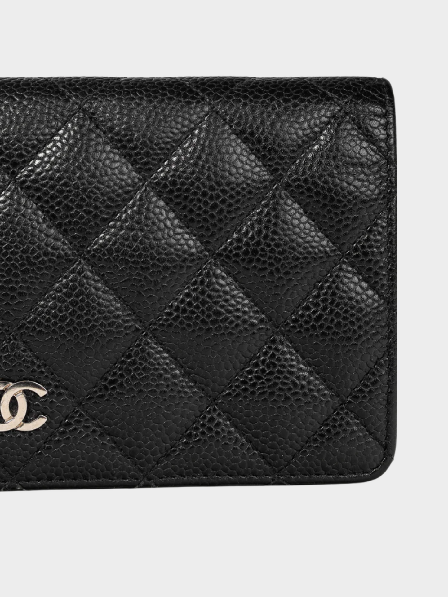 Chanel 2014 Black Caviar Leather Quilted L-Yen Wallet