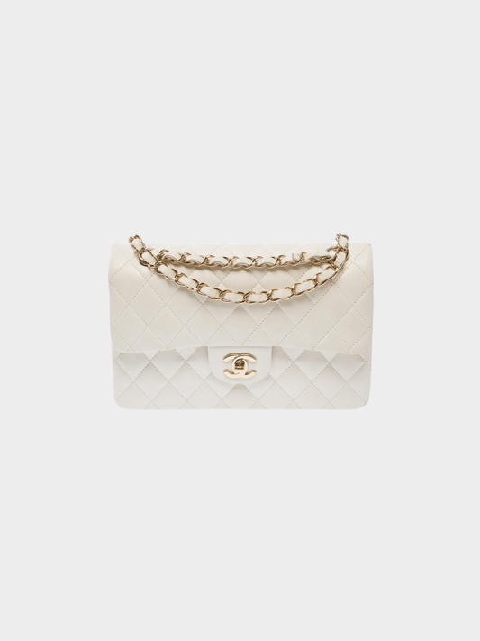 Chanel 2021 White Caviar Leather Double Flap Bag