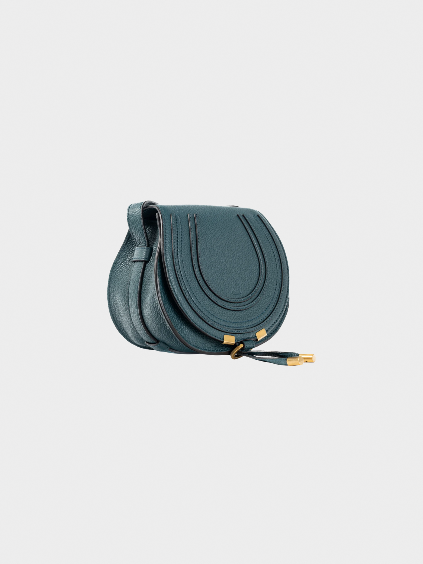 Chloe 2010s Marcie Small Steel Blue Grained Leather Crossbody