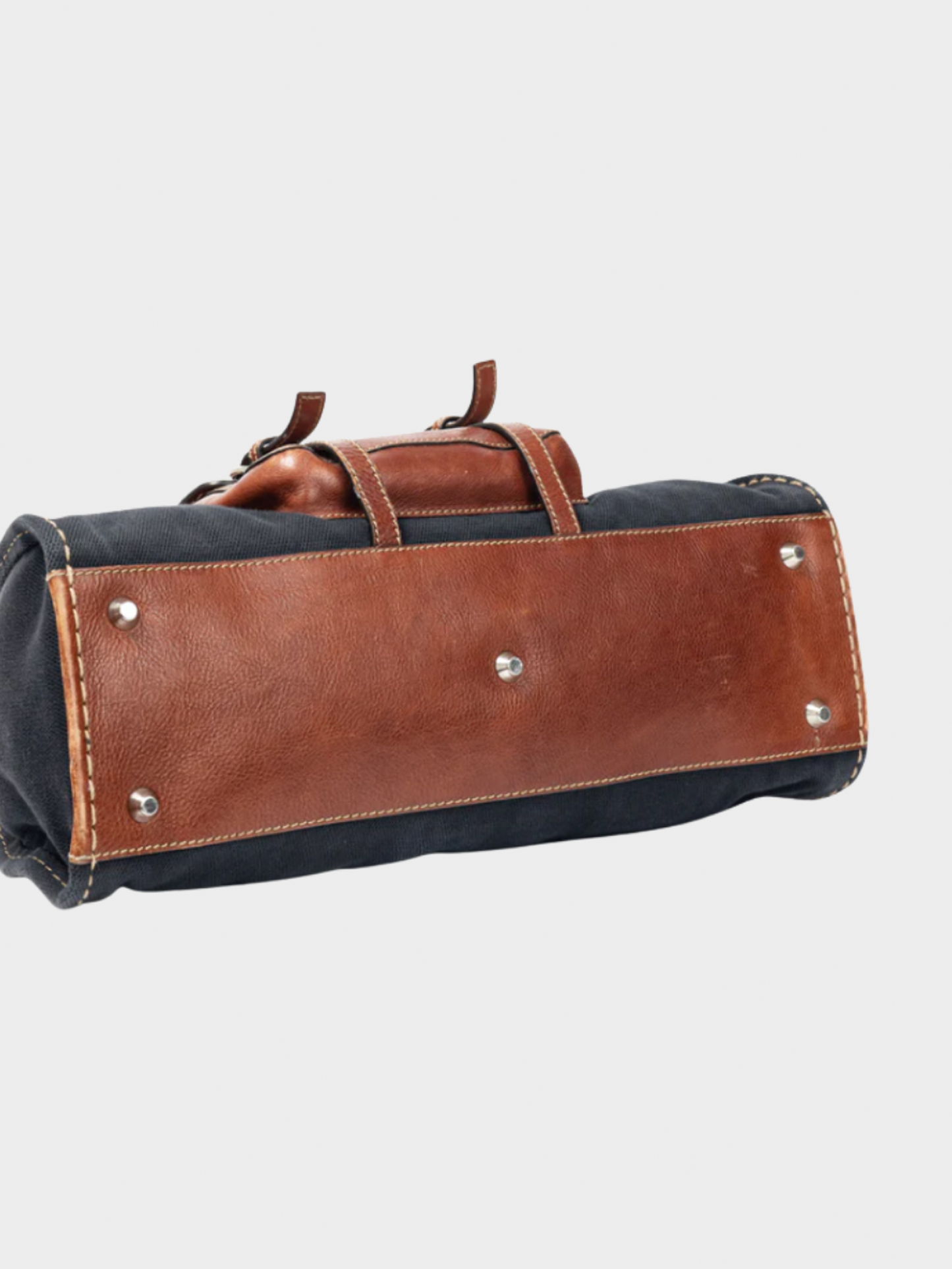 Chloé 2006 Edith Navy Canvas & Leather Trim Tote