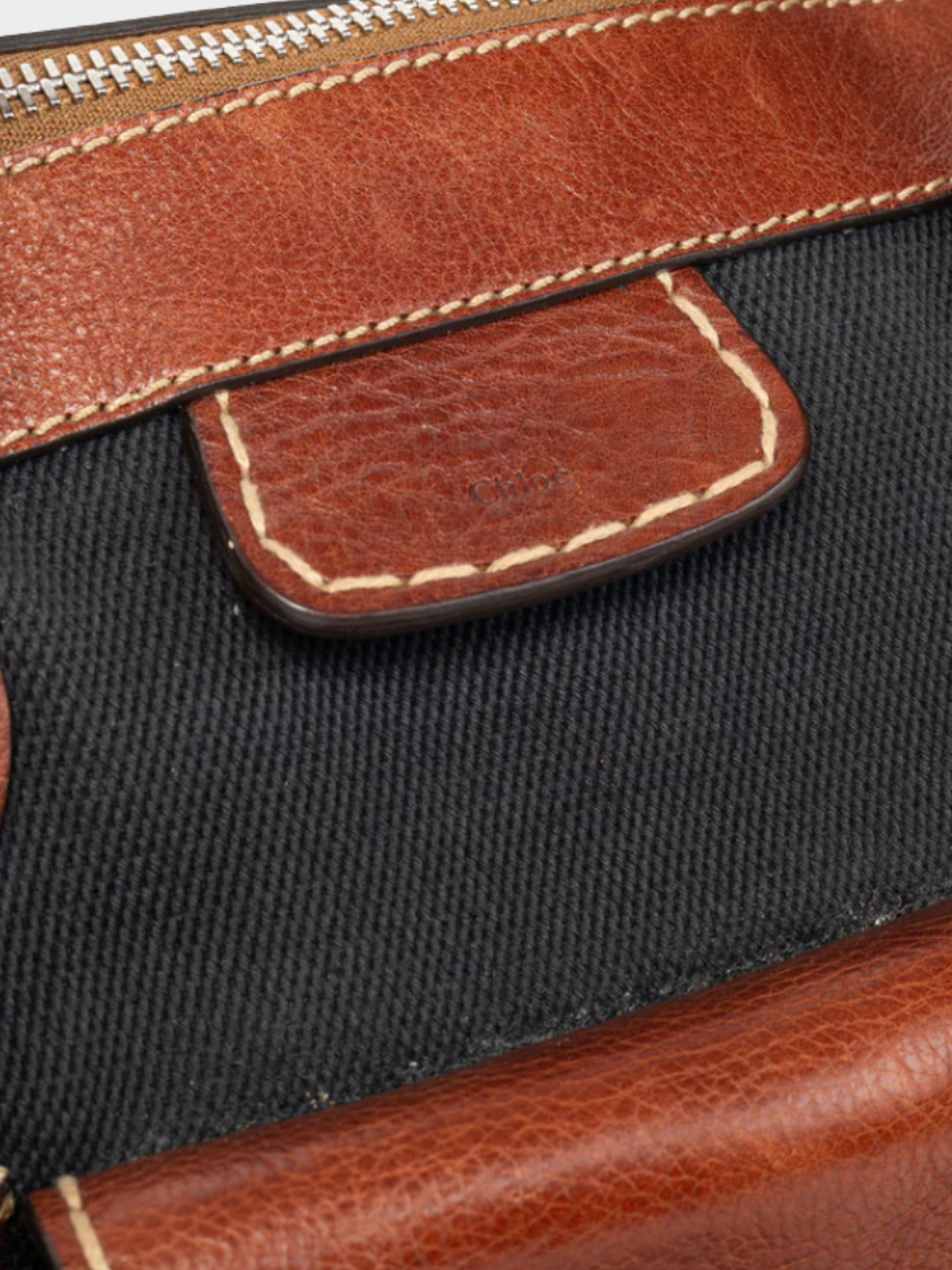 Chloé 2006 Edith Navy Canvas & Leather Trim Tote