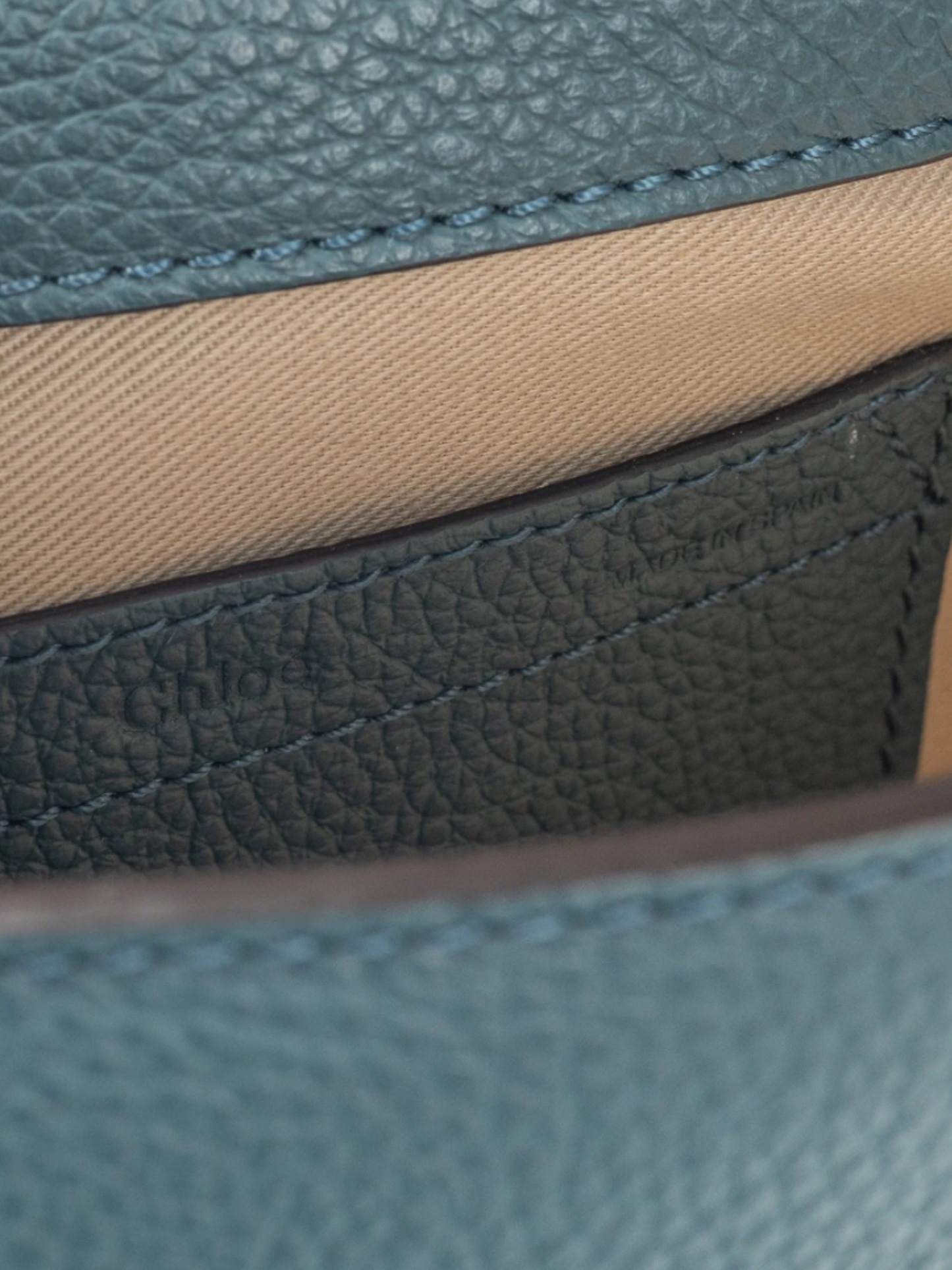 Chloe 2010s Marcie Small Steel Blue Grained Leather Crossbody