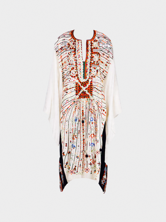 Chloé FW 2016 Ivory Silk Embroidered Caftan Dress