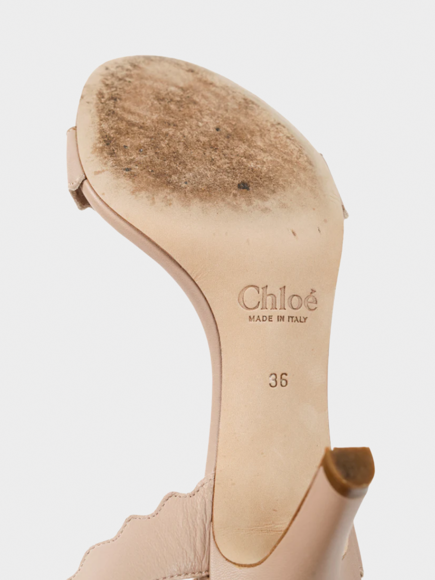 Chloé 2010s Lauren Light Pastel Nappa Leather Scalloped Sandals