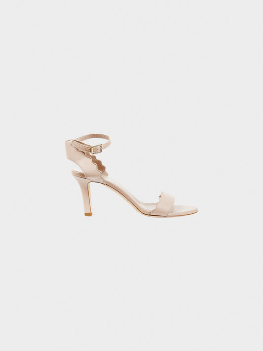 Chloé 2010s Lauren Light Pastel Nappa Leather Scalloped Sandals
