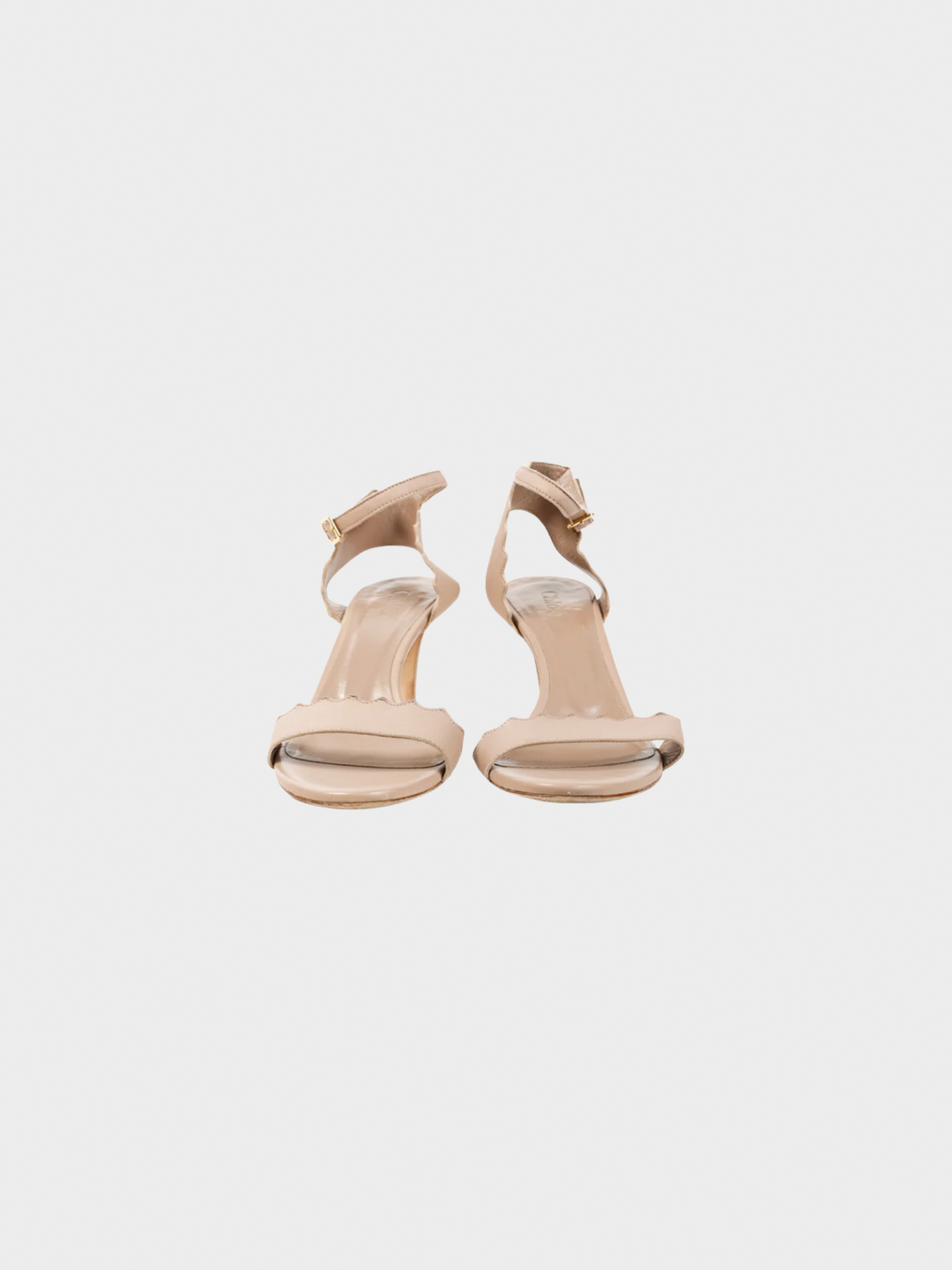 Chloé 2010s Lauren Light Pastel Nappa Leather Scalloped Sandals