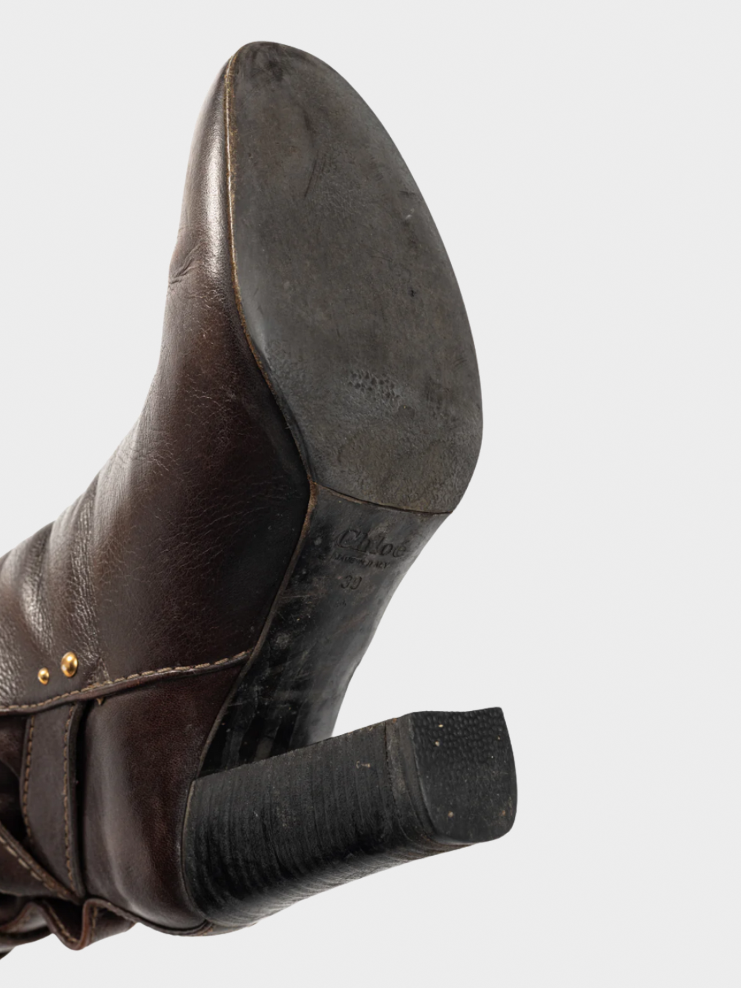 Chloé 2000s Brown Paddington Pebbled-Leather Wraparound Boots