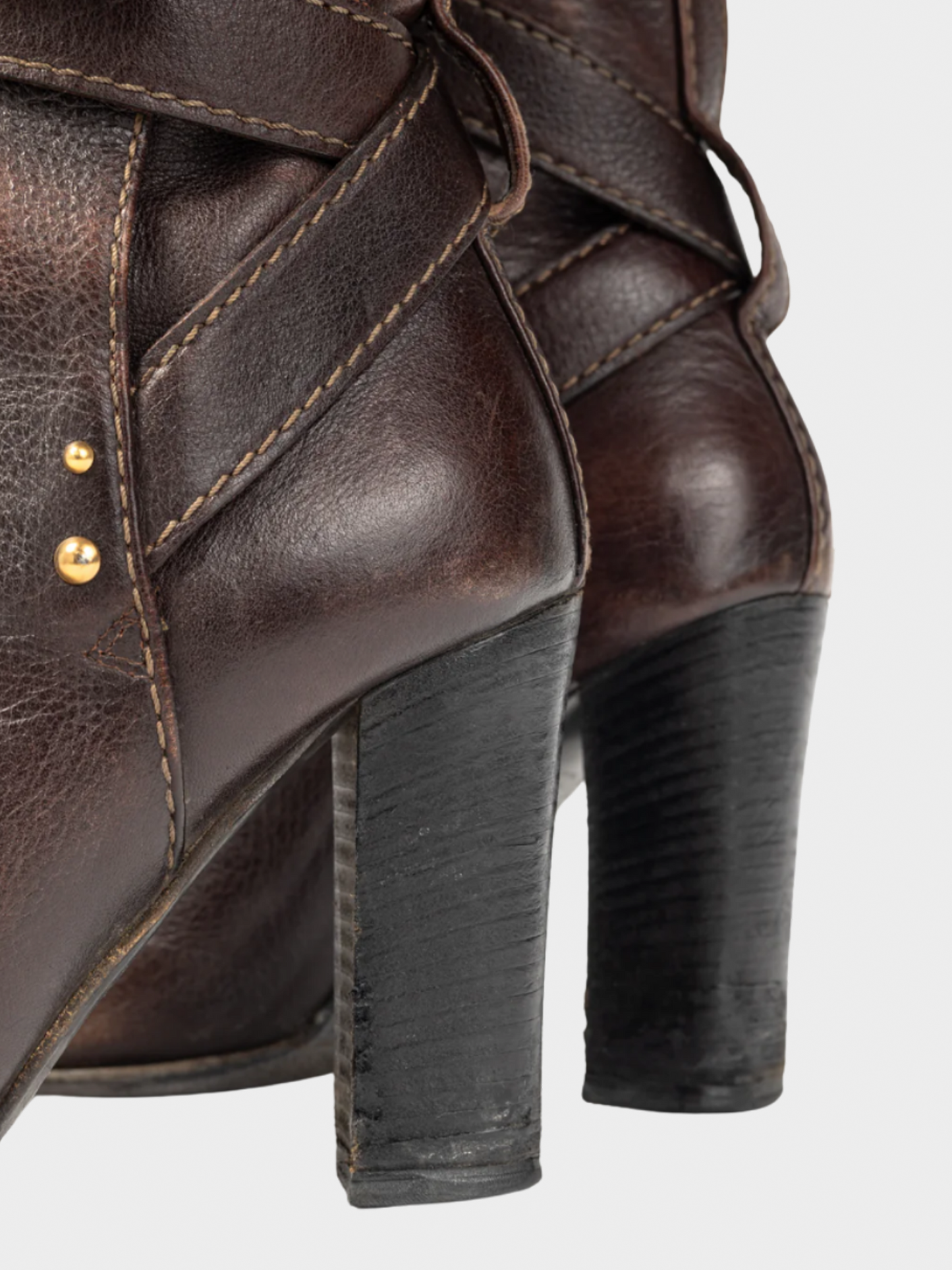 Chloé 2000s Brown Paddington Pebbled-Leather Wraparound Boots