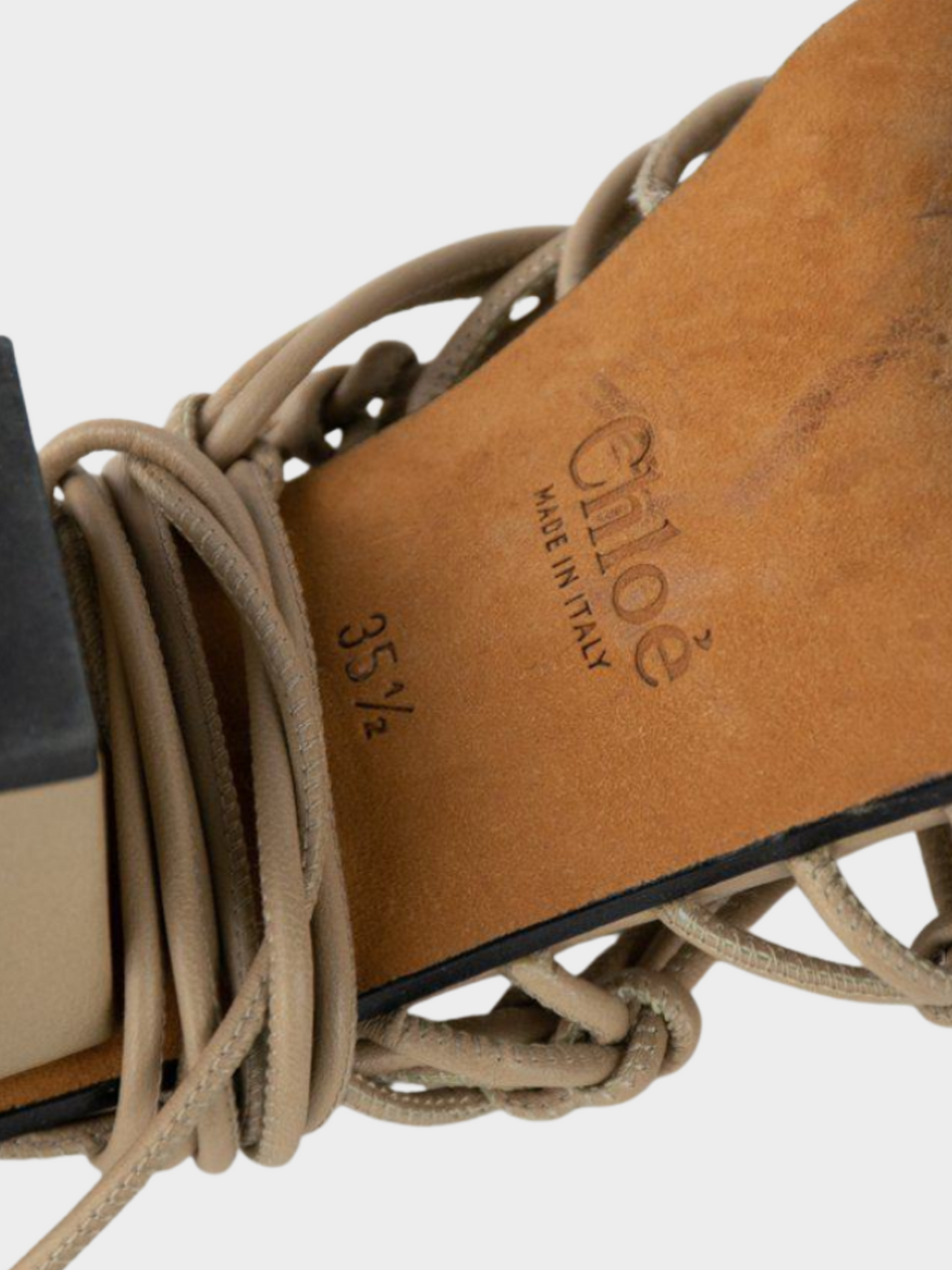 Chloé 2010s Jamie Beige Leather Lace-Up Sandals