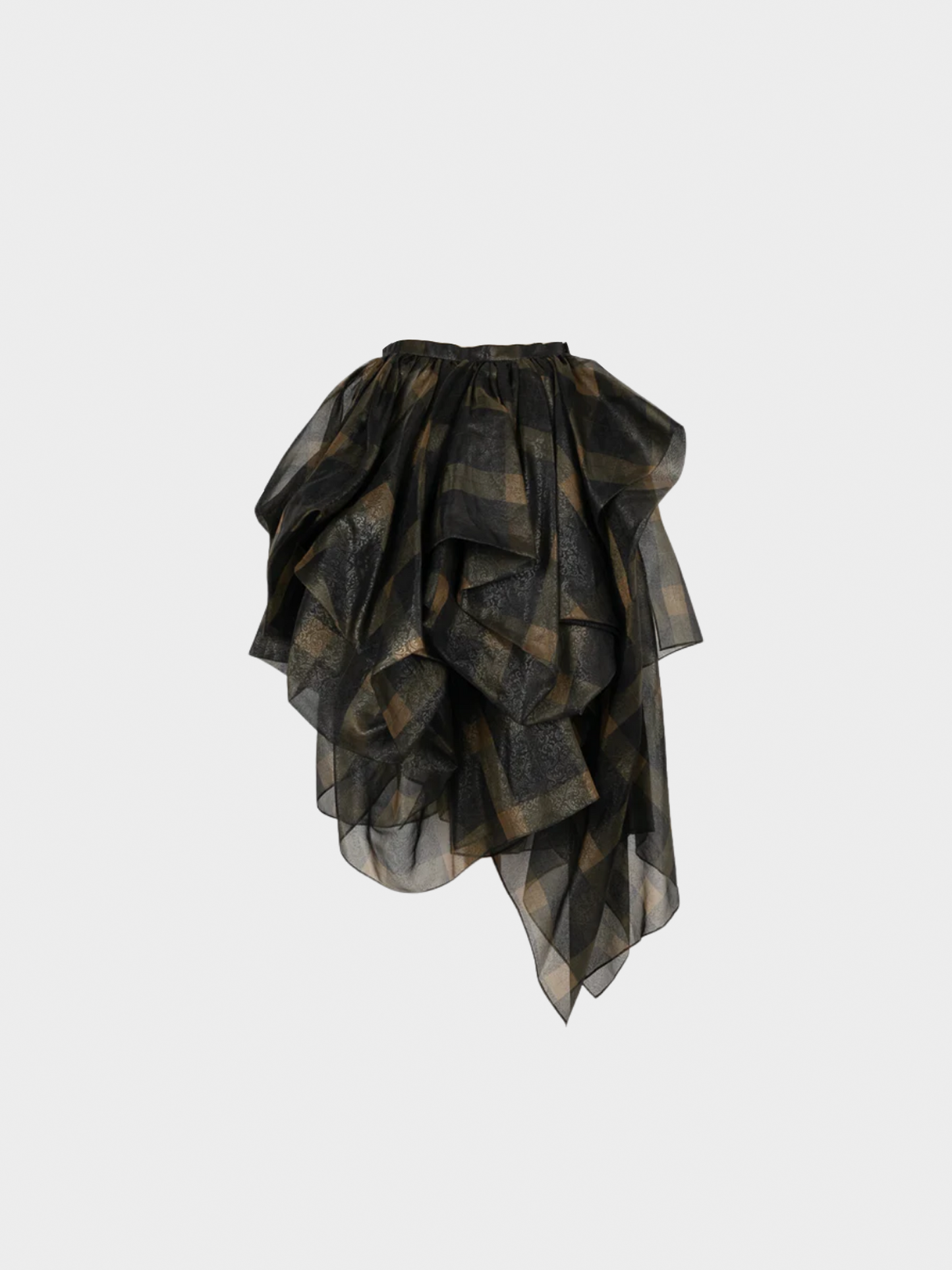 Chloé 1990s Black Plaid Organza Skirt