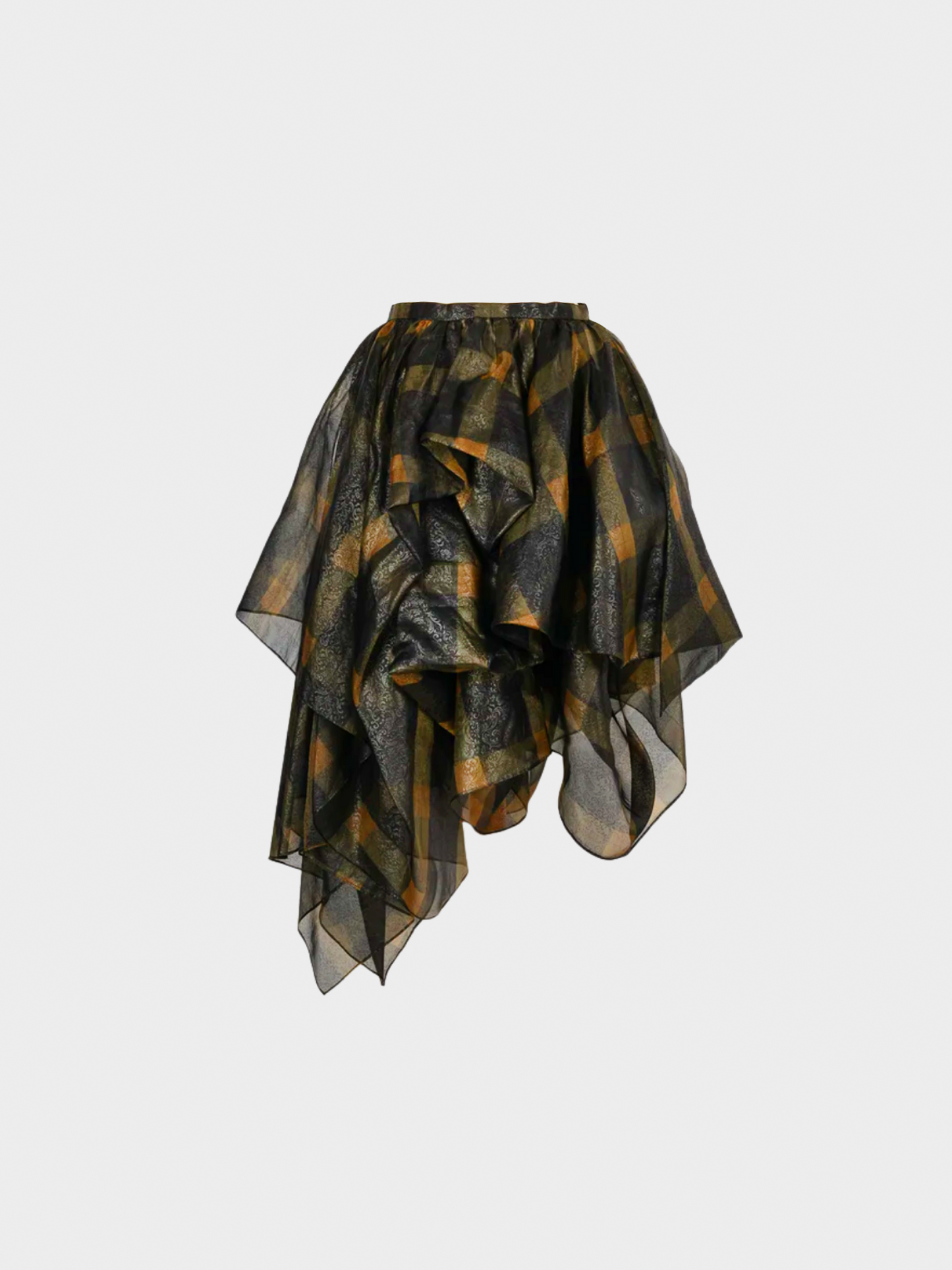 Chloé 1990s Black Plaid Organza Skirt