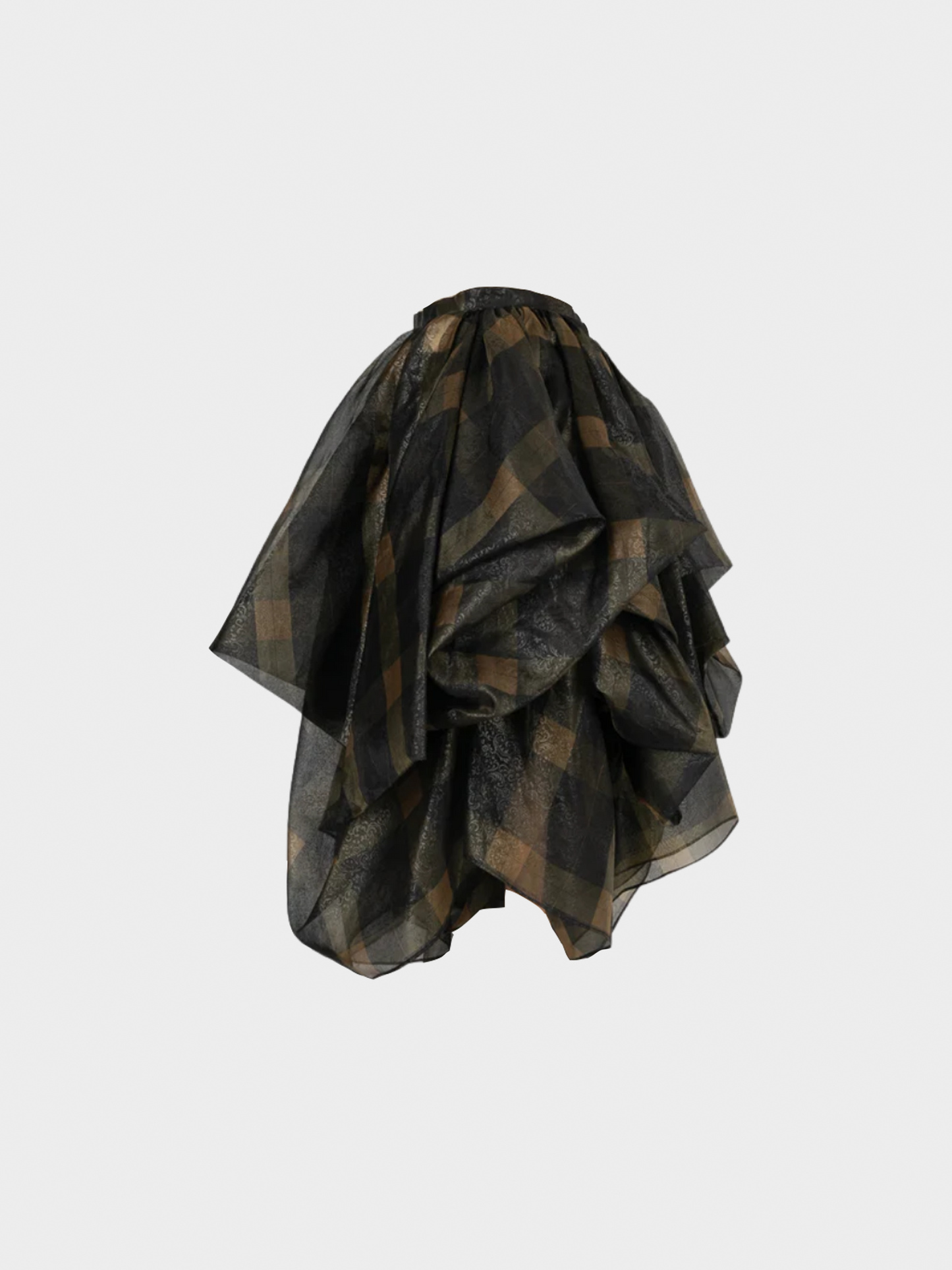Chloé 1990s Black Plaid Organza Skirt