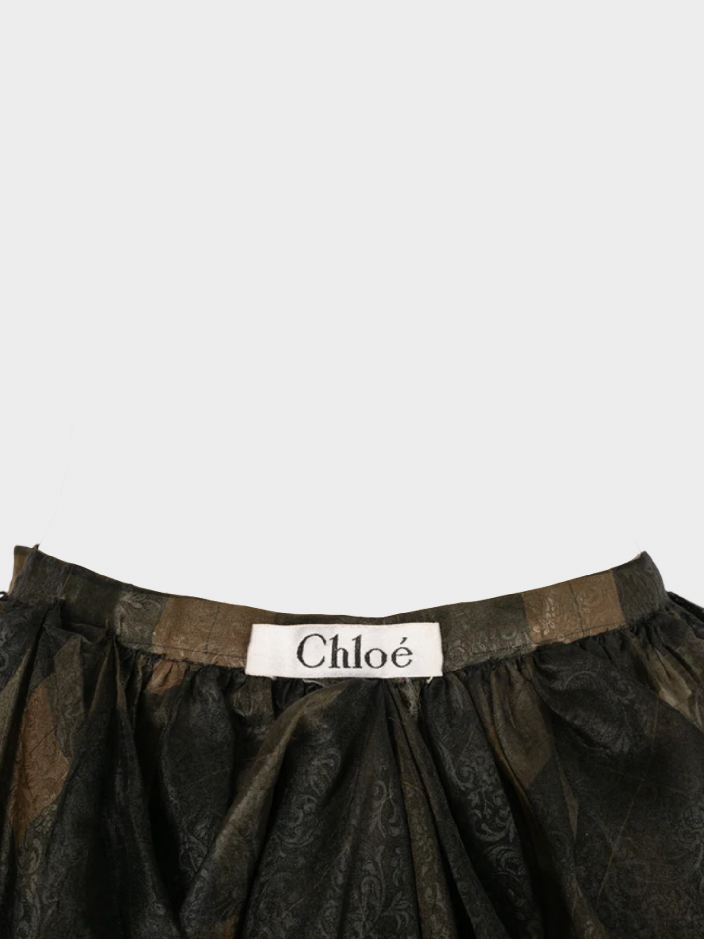 Chloé 1990s Black Plaid Organza Skirt
