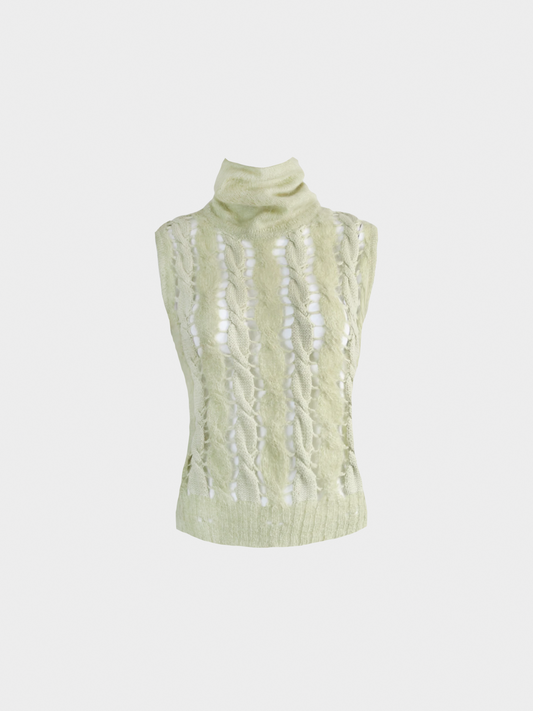 Chloé by Stella McCartney 2000s Light Green Beige Cashmere Top