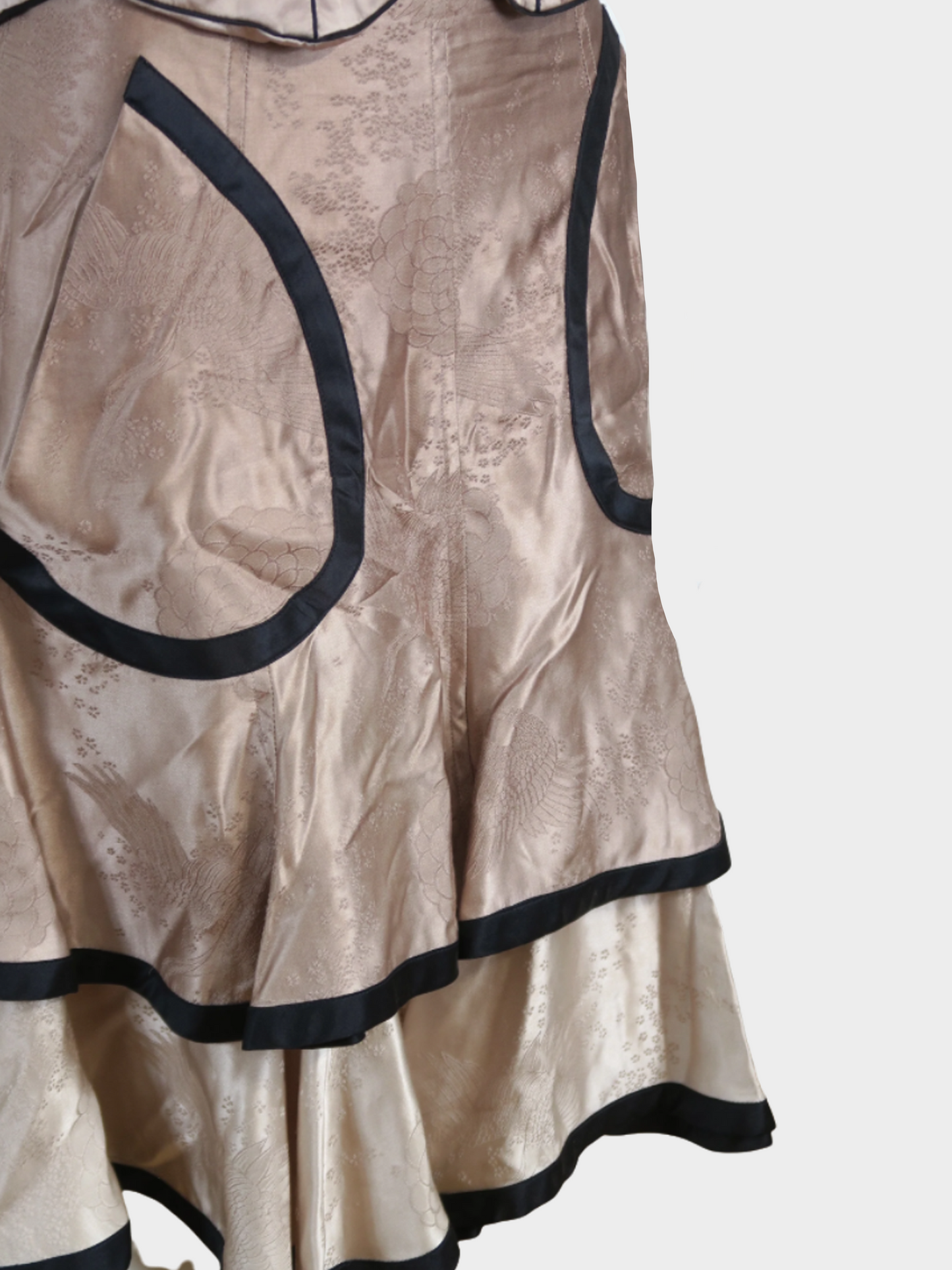 Chloe FW 2003 Light Pink Silk Ruched Top and Midi Skirt Set