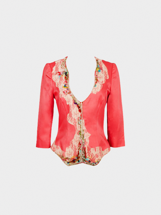 Christian Lacroix 1980s Pink Embroidered Top