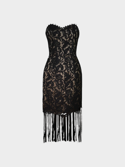 Christian Lacroix 1990s Black Lace Bustier Dress