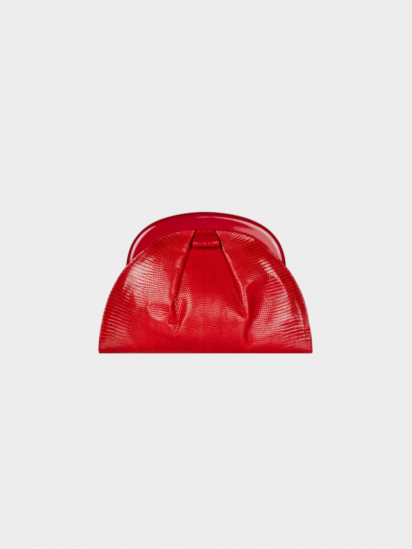 Bottega Veneta 1980s Red Karung Lucite Frame Clutch Bag