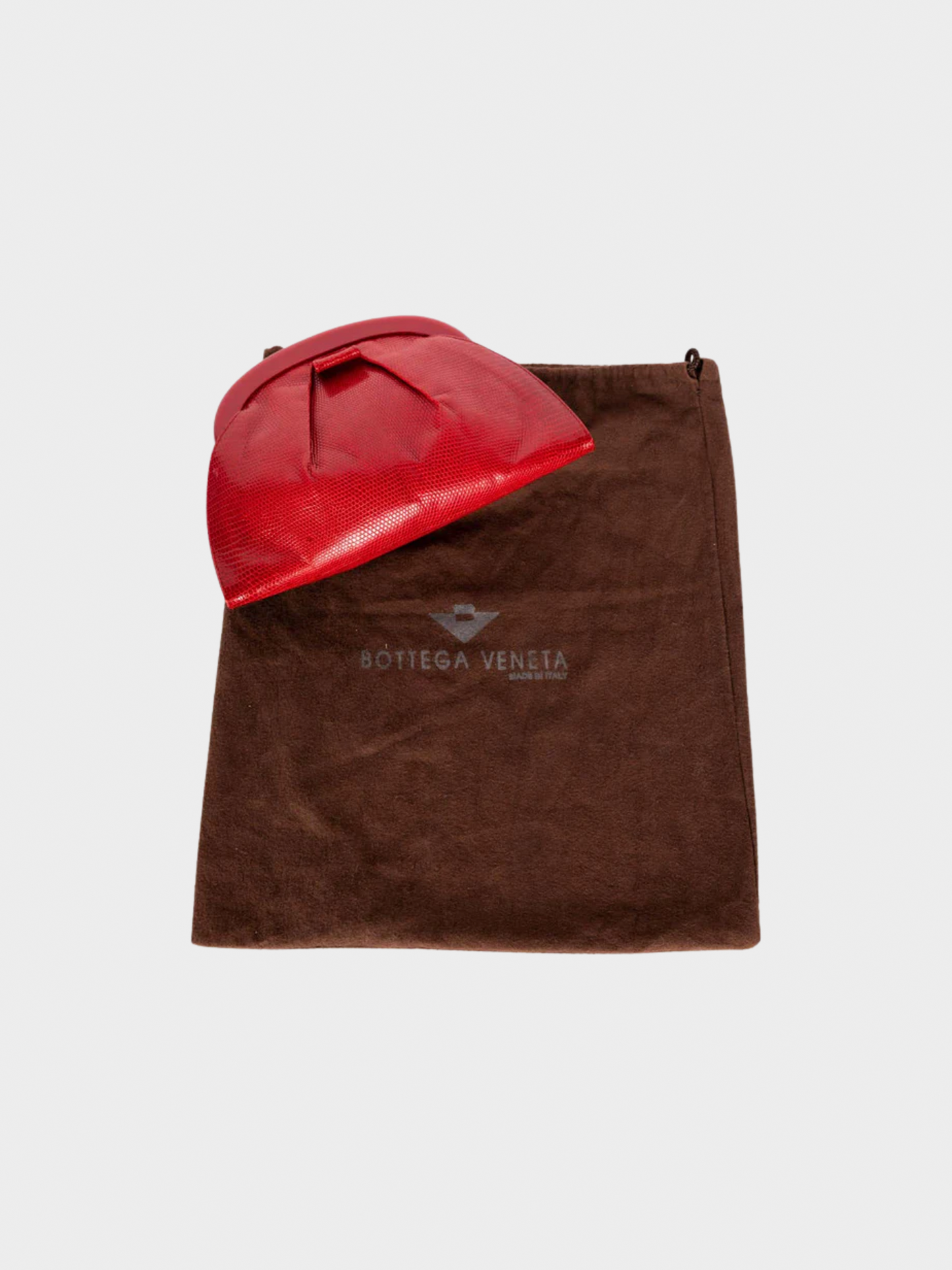 Bottega Veneta 1980s Red Karung Lucite Frame Clutch Bag