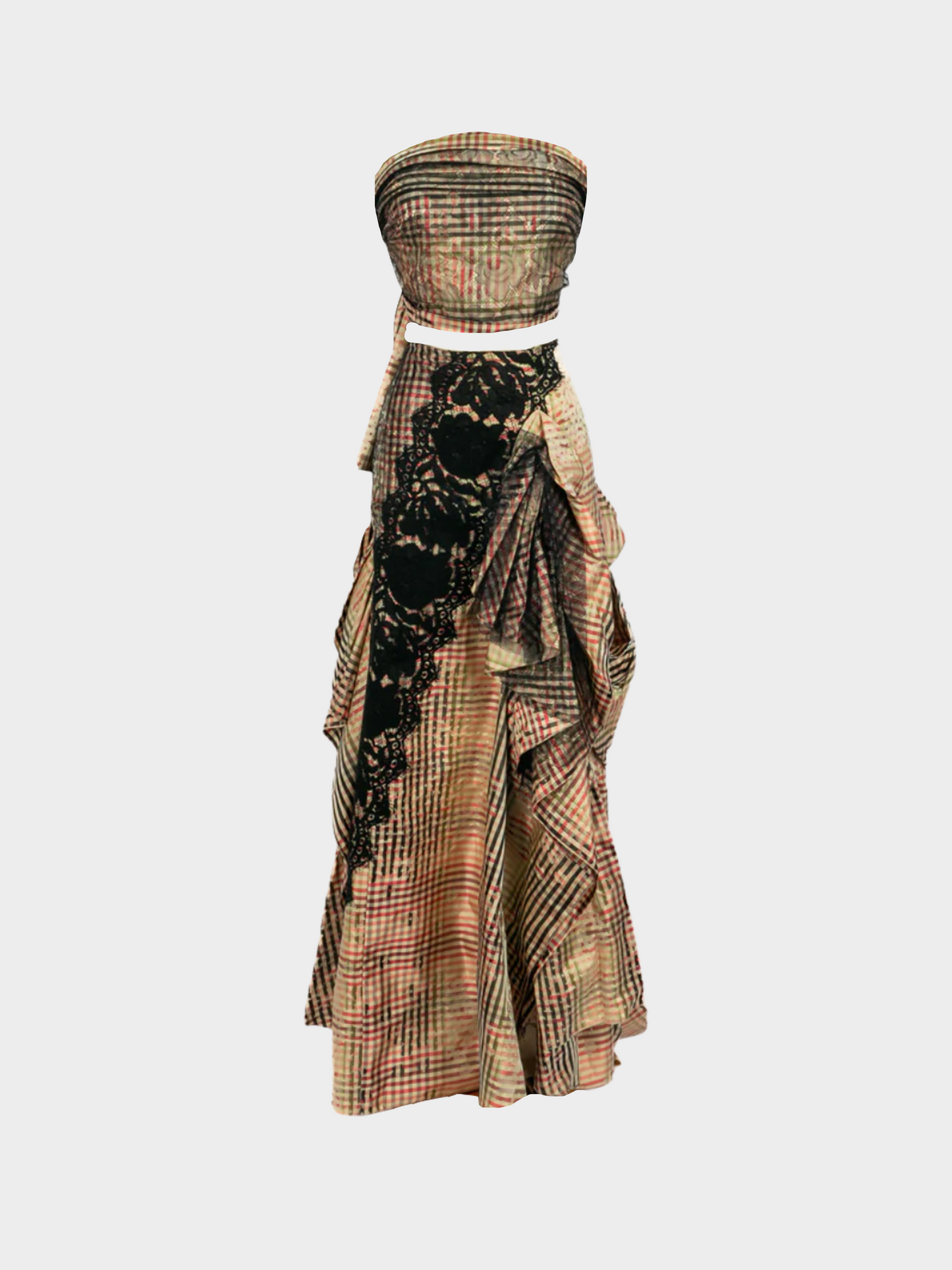 Christian Lacroix 1990s Multicoloured Gingham Print Stole and Skirt