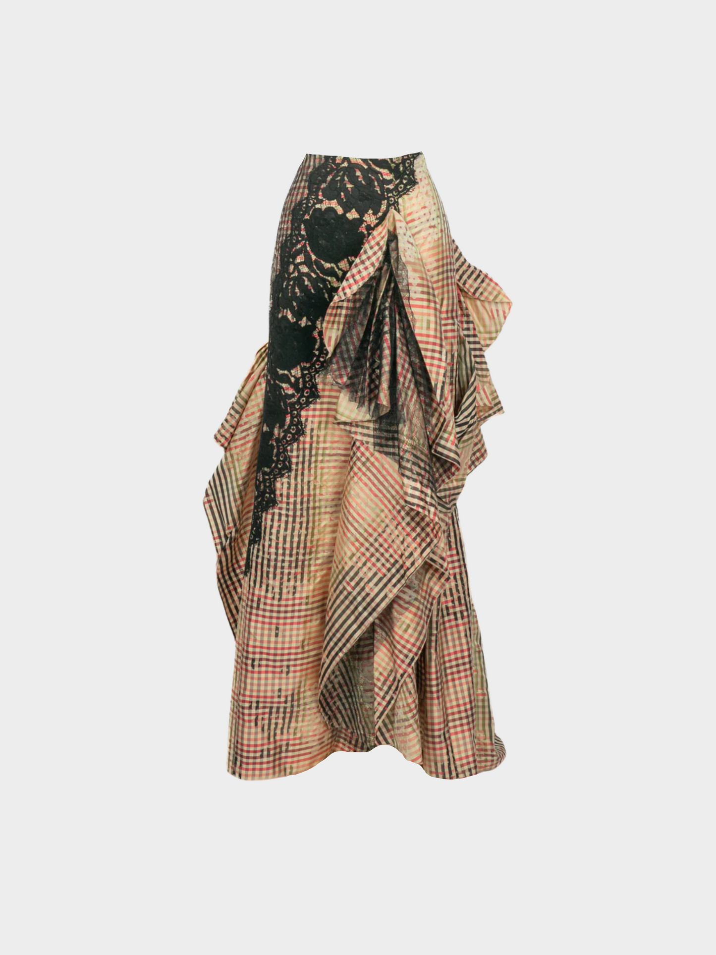 Christian Lacroix 1990s Multicoloured Gingham Print Stole and Skirt