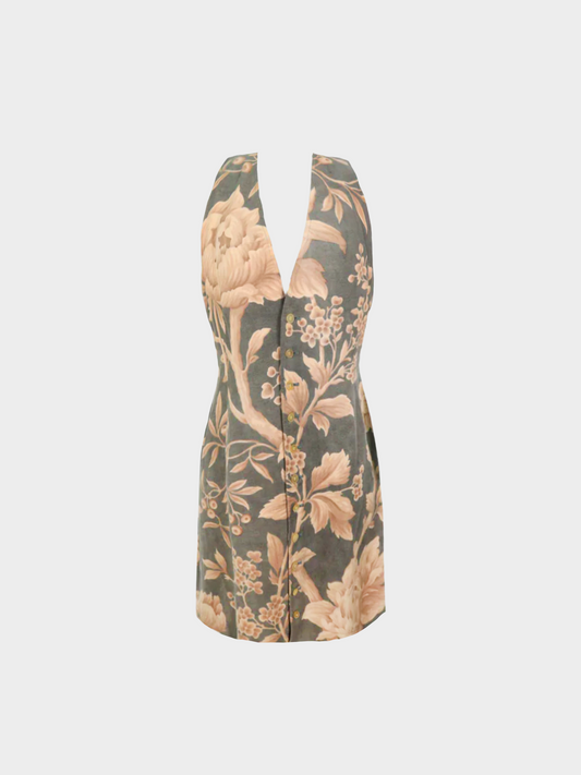Junya Watanabe SS 1993 Army Green Floral Printed Vest Dress