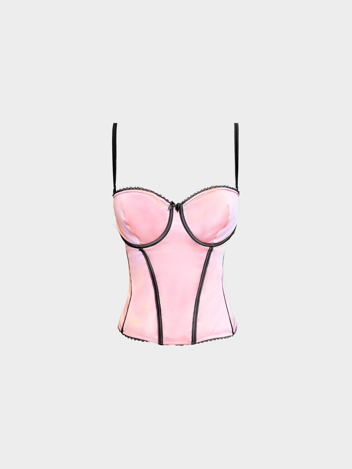 Christian Dior by John Galliano SS 2002 Baby Pink and Black Bustier Corset Top