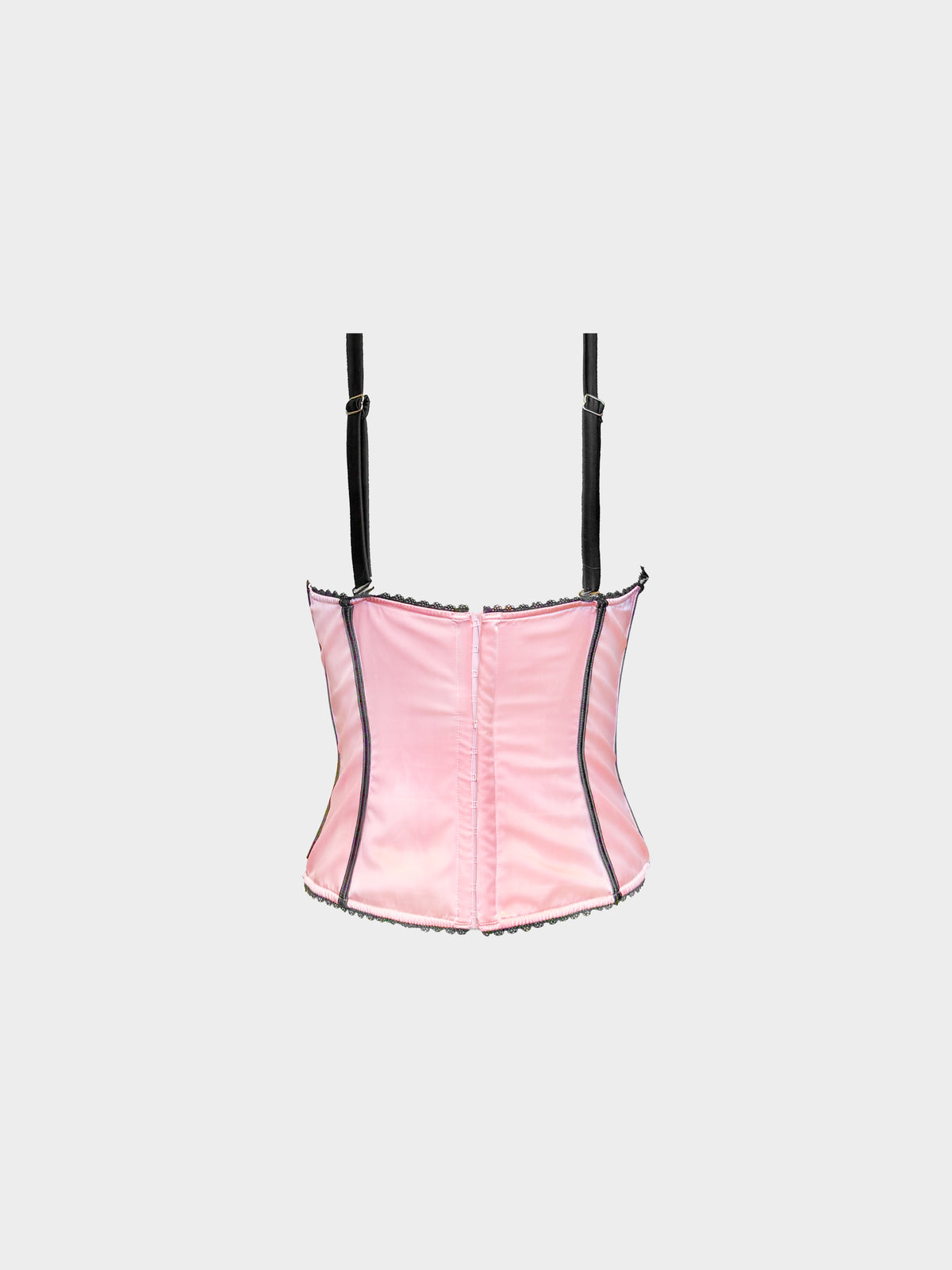 Christian Dior by John Galliano SS 2002 Baby Pink and Black Bustier Corset Top