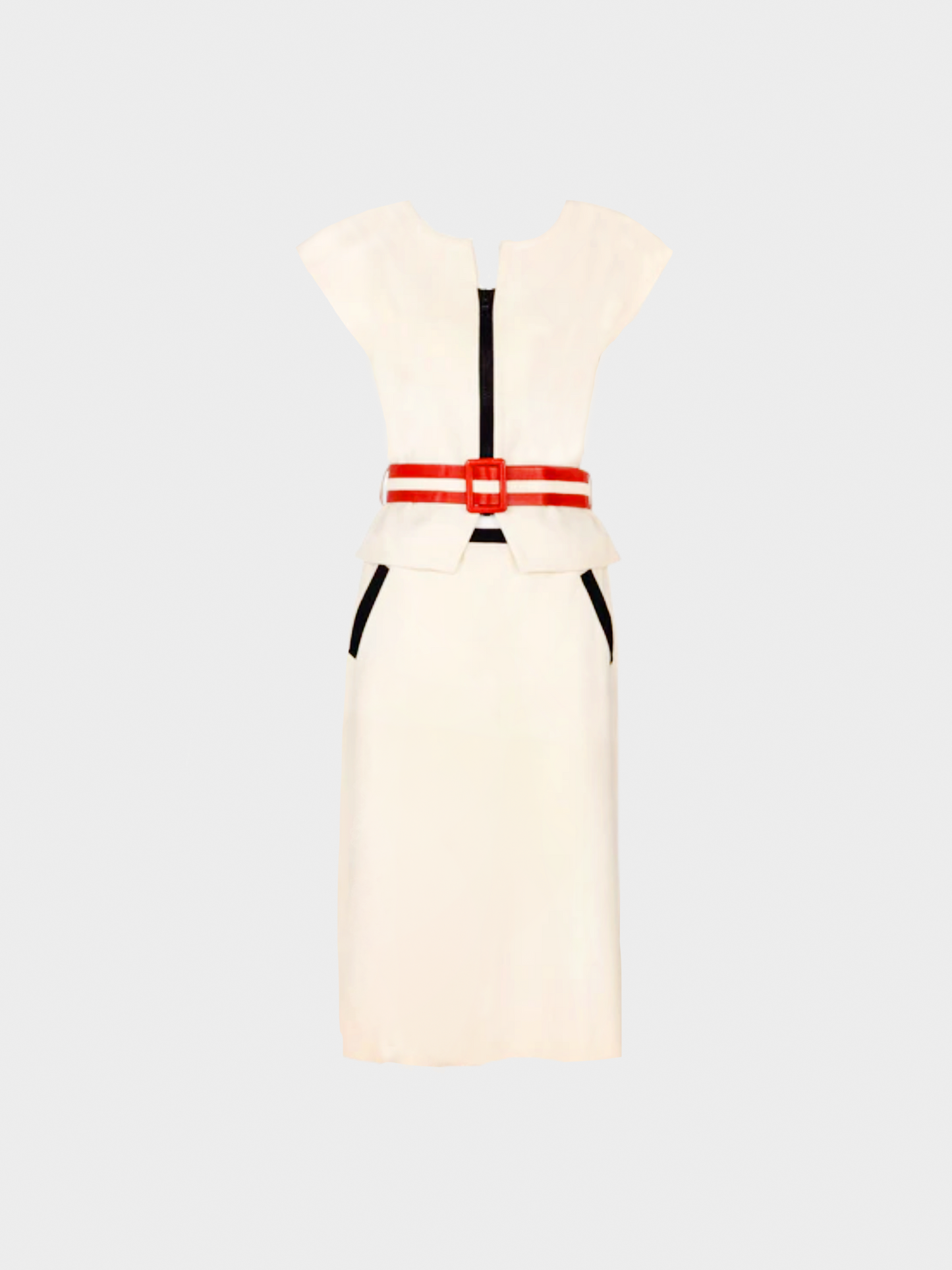 Courrèges 1960s Ivory Wool Belted Jacket and Skirt