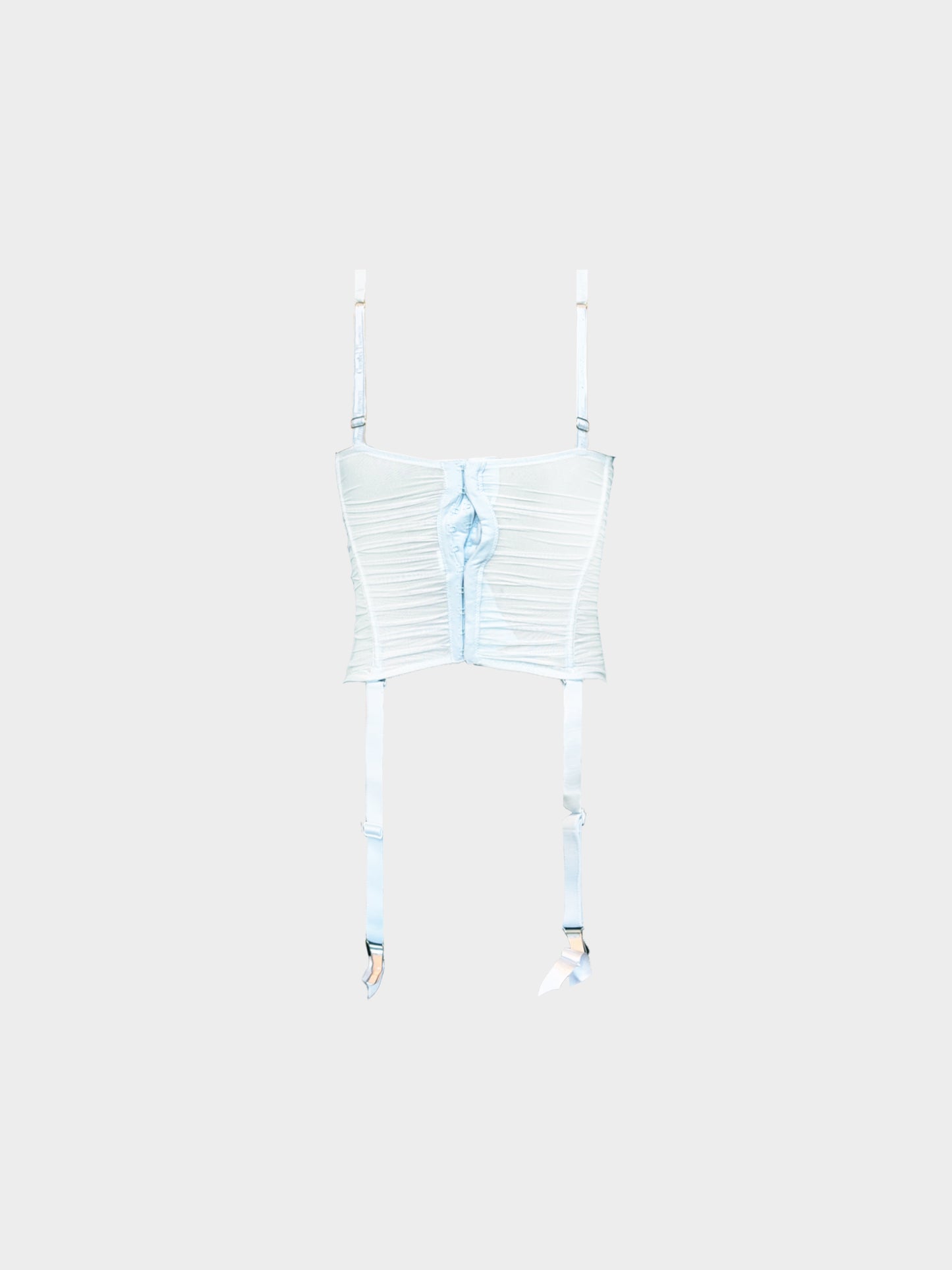 Chantal Thomass 2010s Blue Mesh Gathered Rosette Detail Lingerie Set