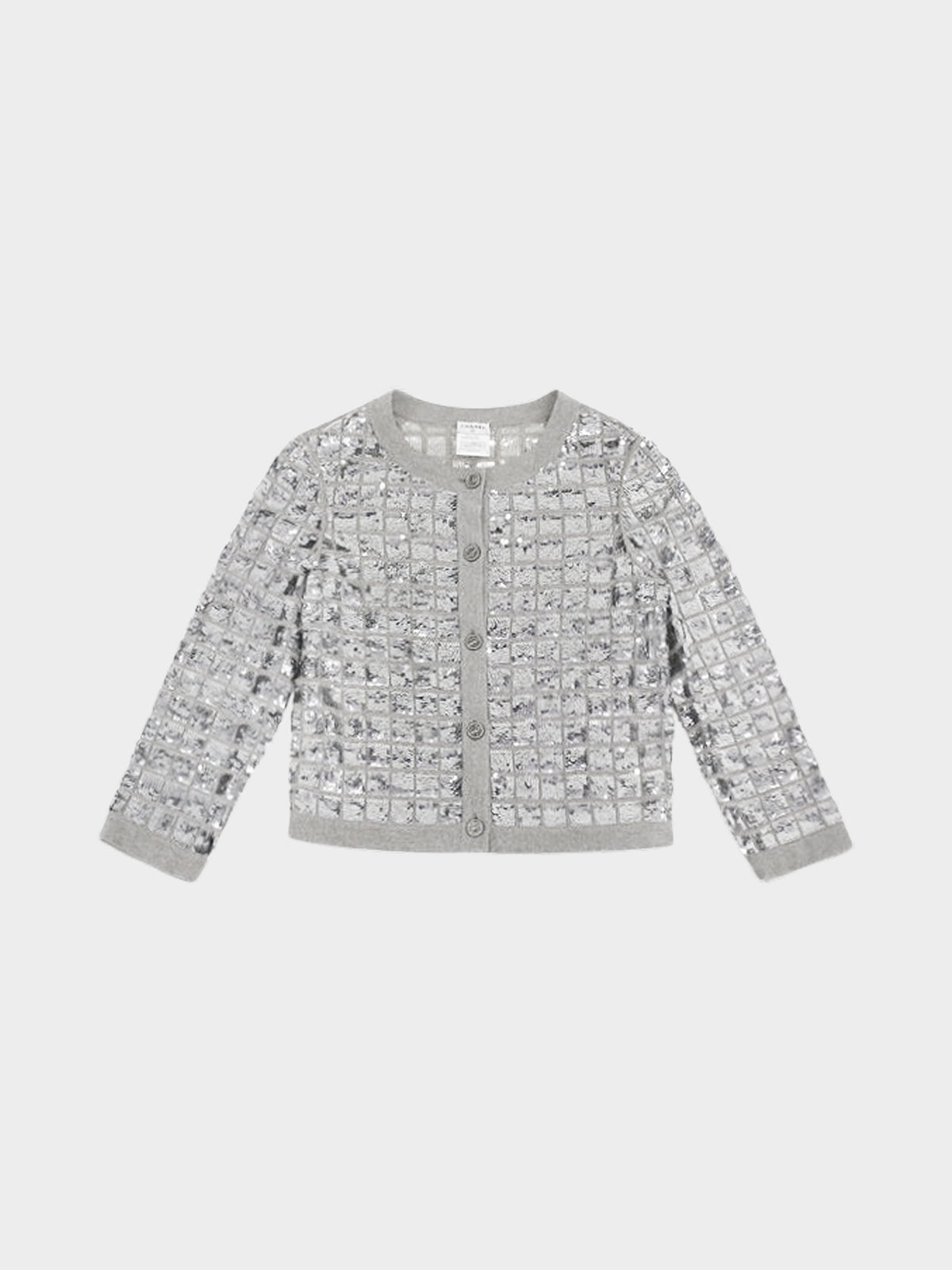 Chanel SS 2008 Silver Sequin-embellished Cashmere Cardigan