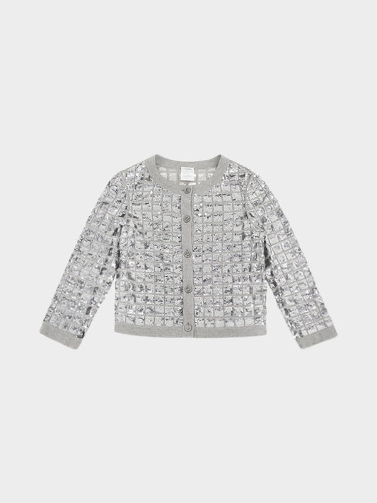 Chanel SS 2008 Silver Sequin-embellished Cashmere Cardigan