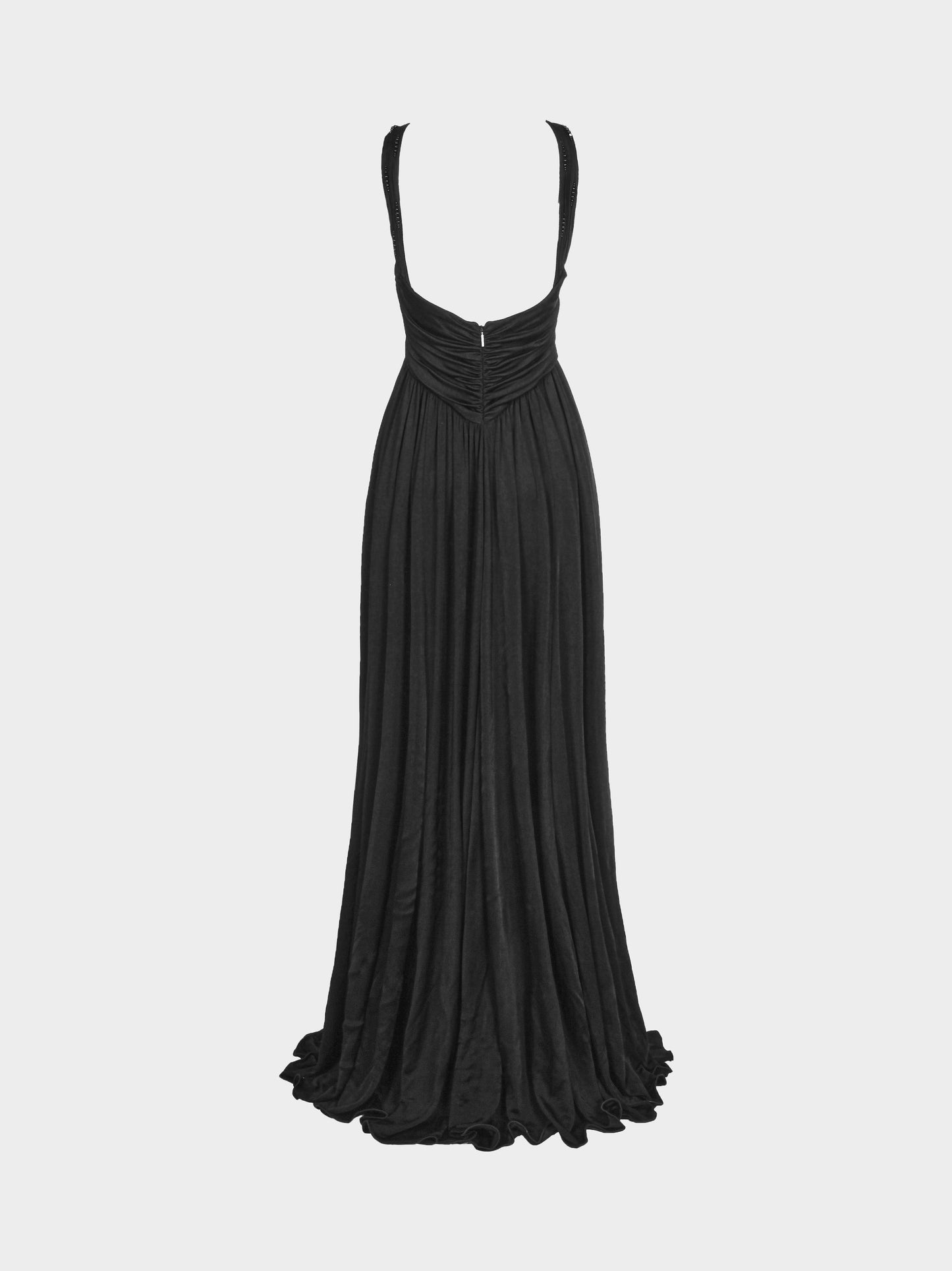 Roberto Cavalli 2000s Black Jersey Bead-embellished Evening Gown