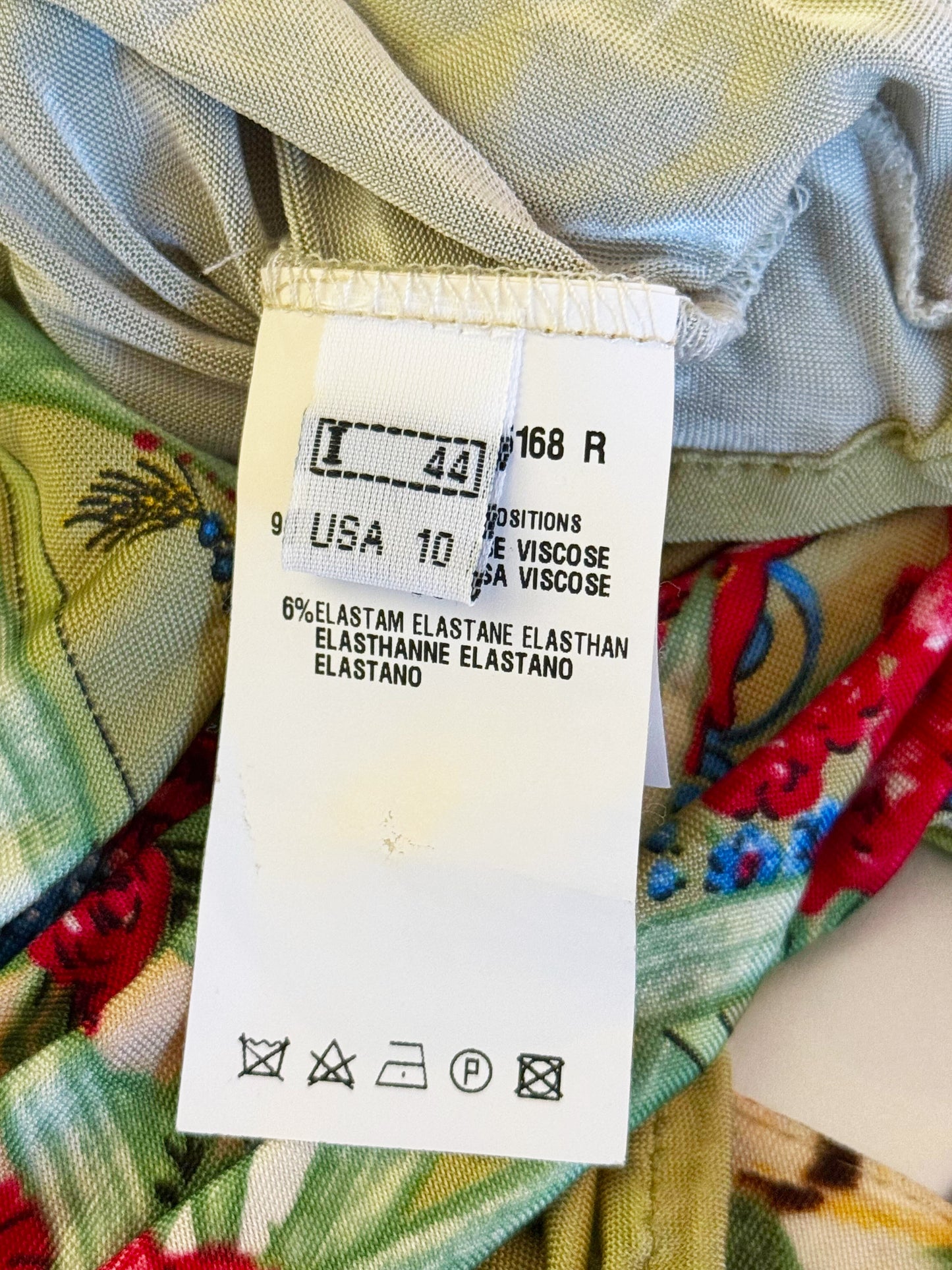 Roberto Cavalli 2000s Green Floral Print Button-down Dress