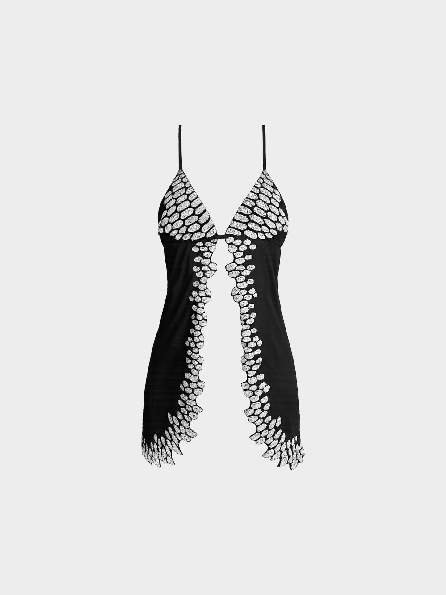 Roberto Cavalli 2000s Rare Black and Silver Beaded Top