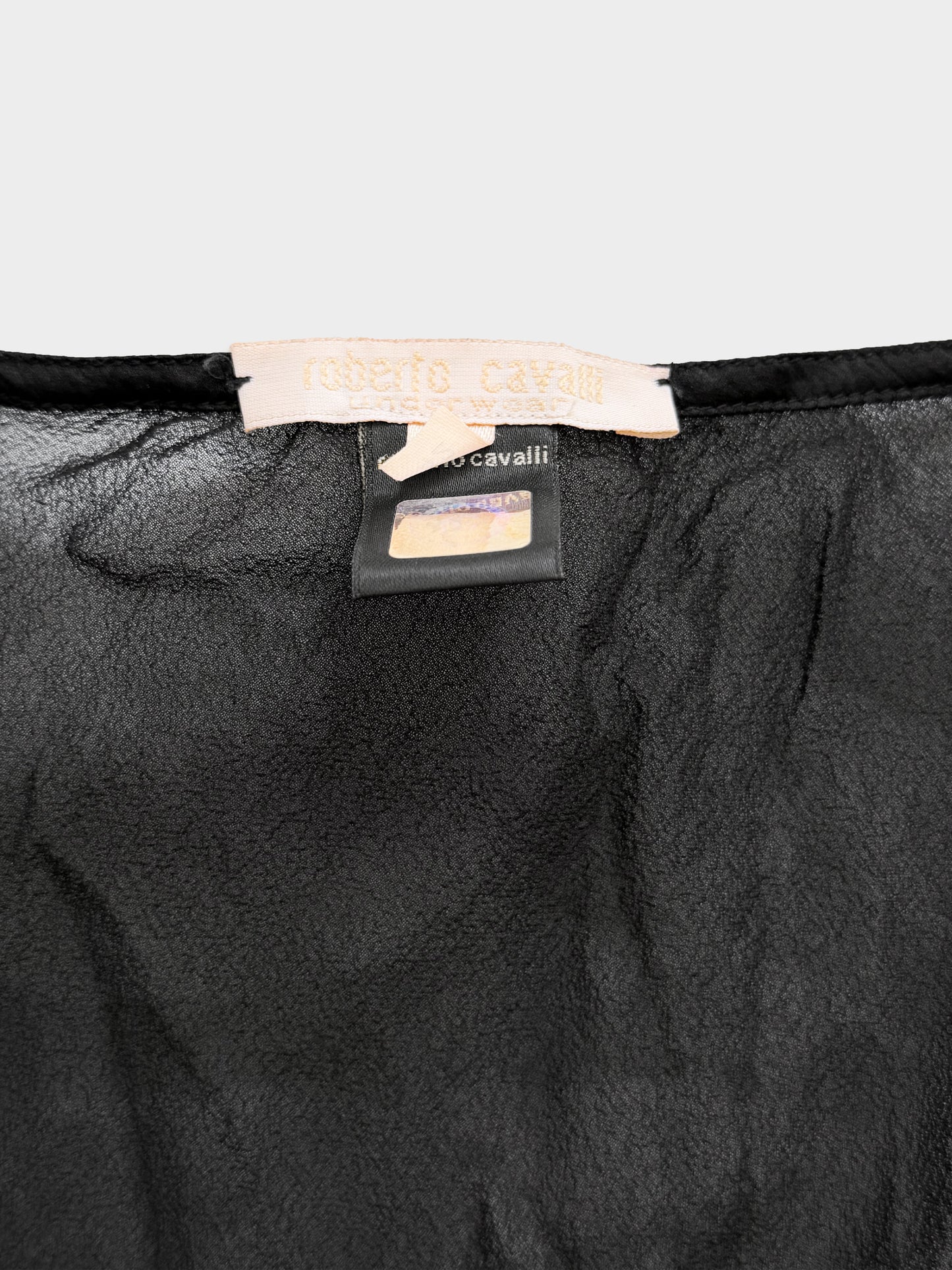 Roberto Cavalli 2000s Rare Black and Silver Beaded Top