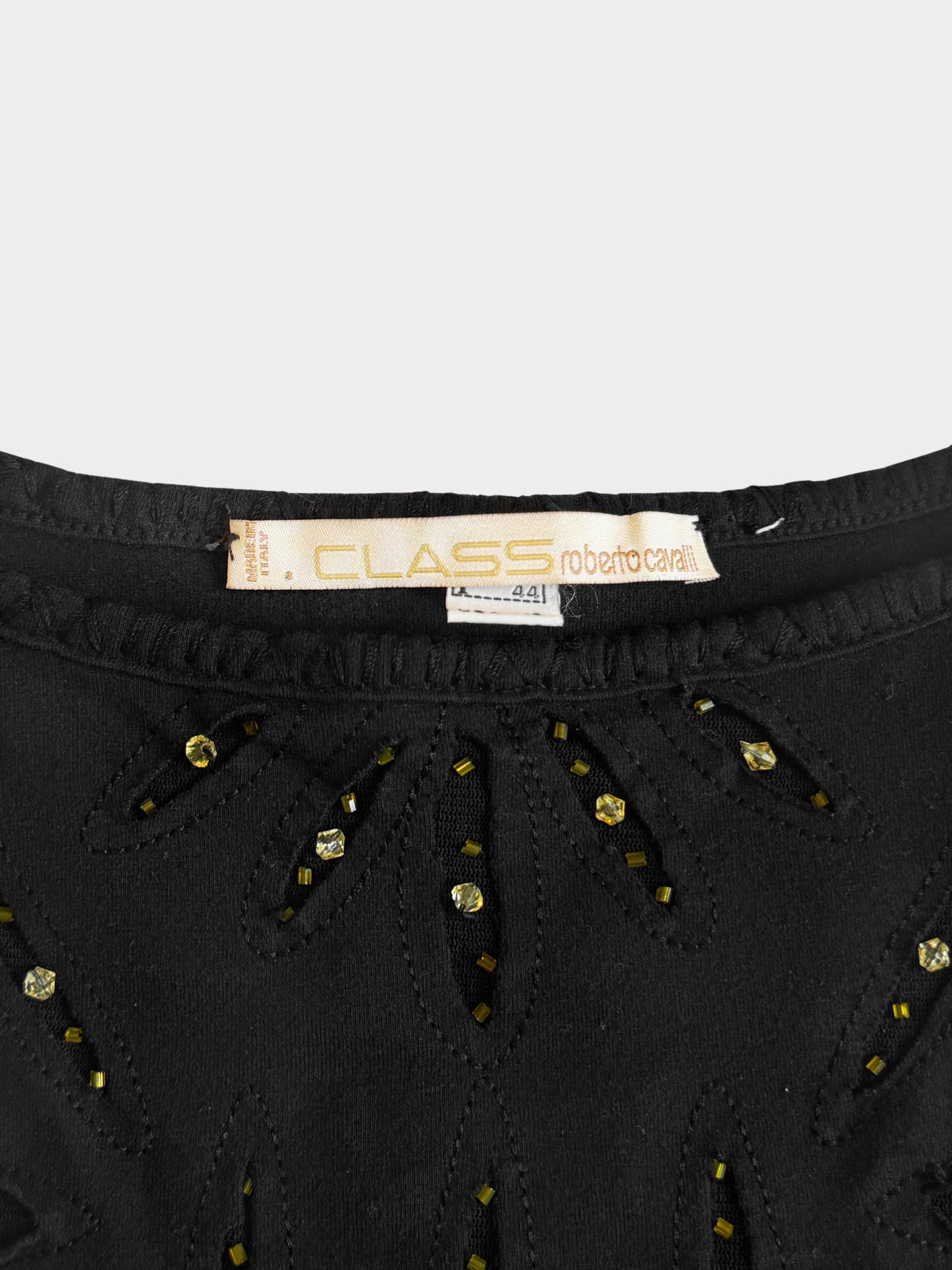 Roberto Cavalli 1990s Black Cotton Beaded Top