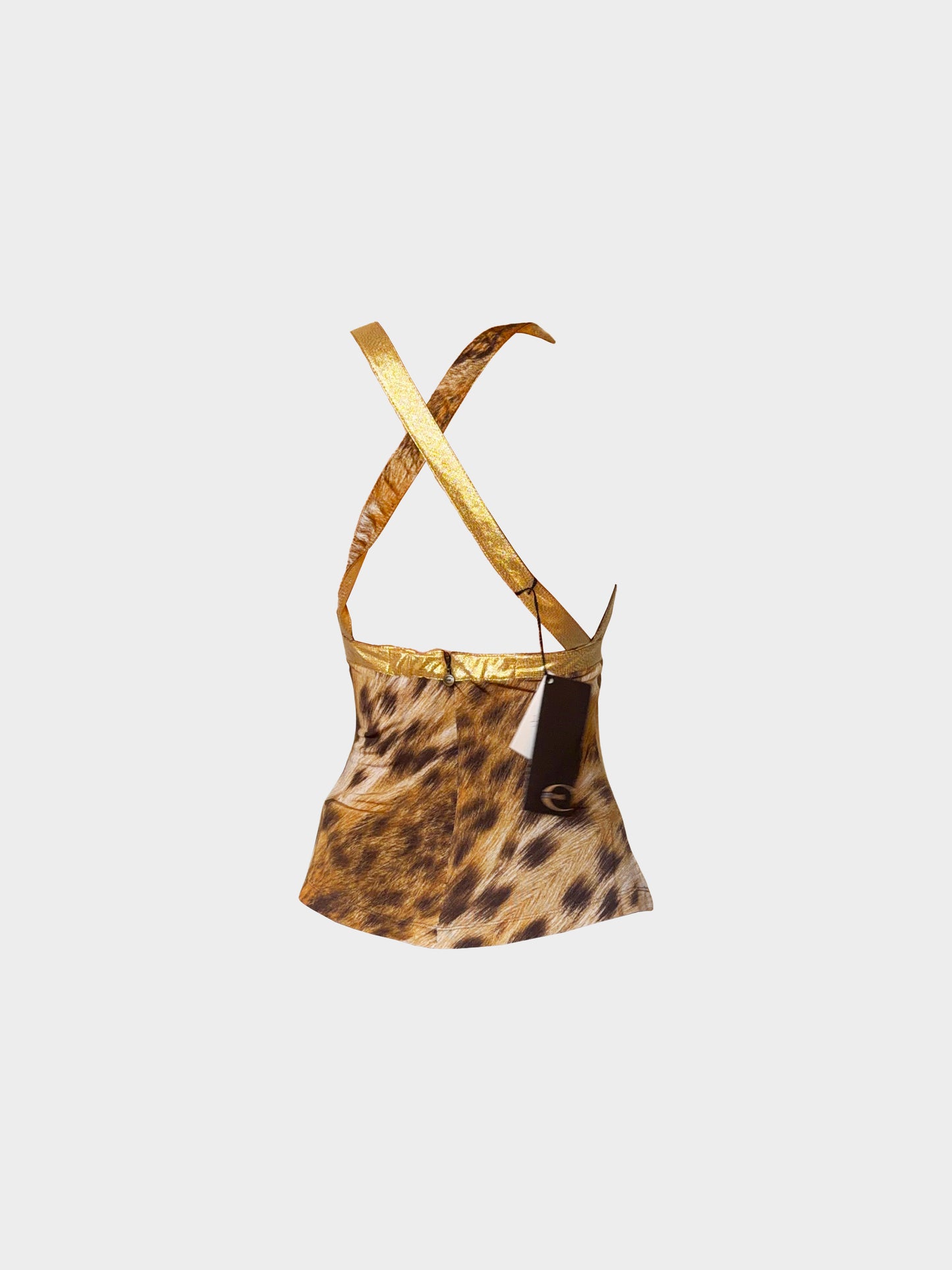 Roberto Cavalli 2000s Just Cavalli Gold Trim and Animal Printed Top