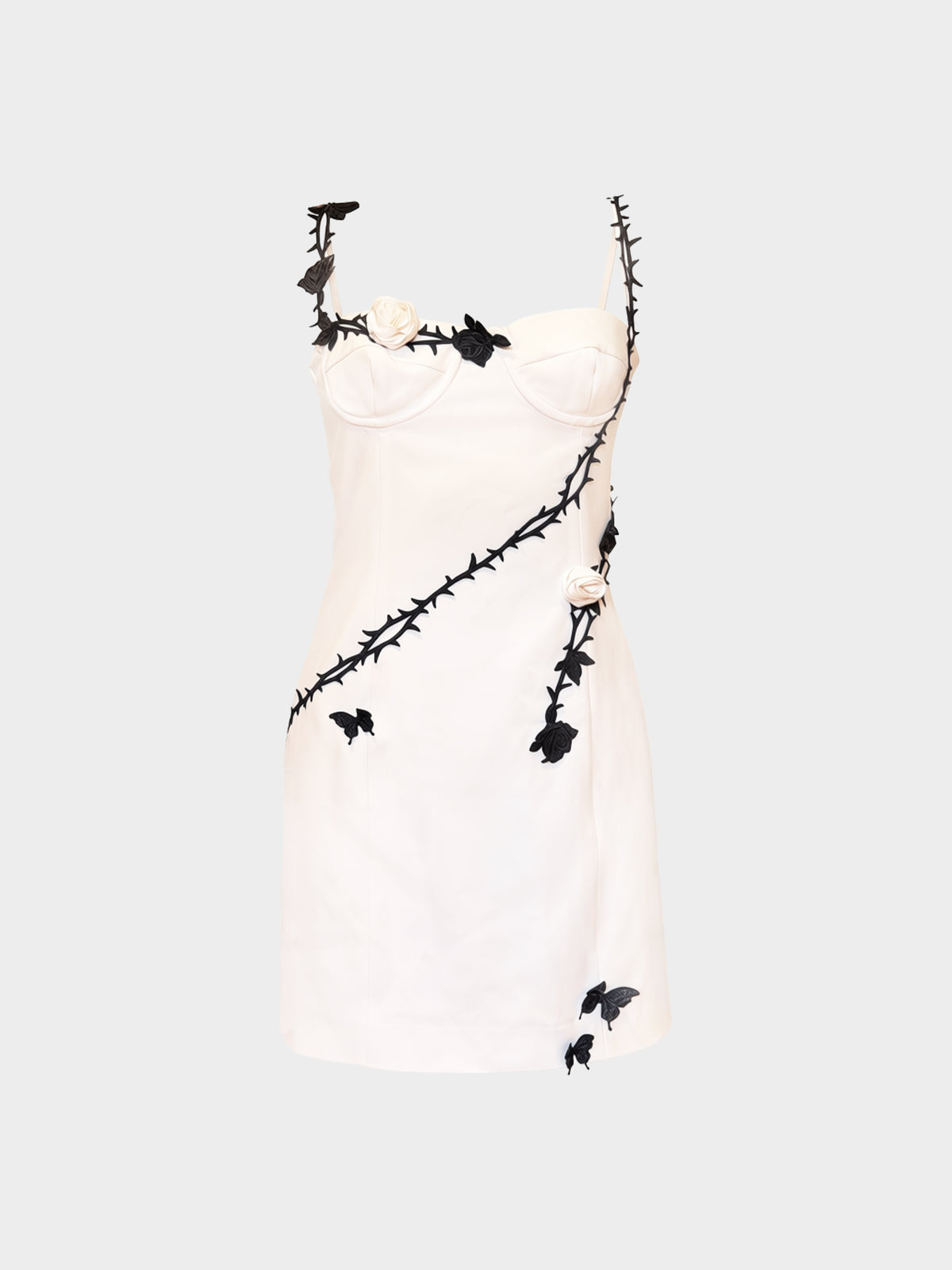Blumarine FW 2022-2023 White and Black Rose Thorn Mini Dress