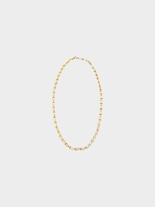 Celine 1990s Gold-tone Metal Horse Bit Chain Link Necklace