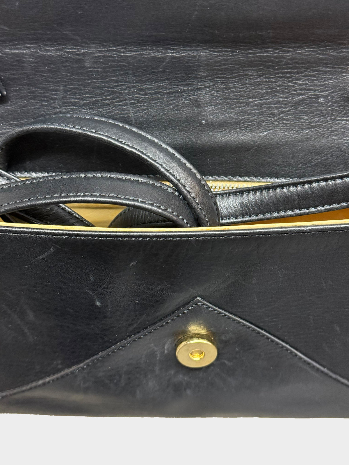 Celine 2000s Black Calfskin Triomphe Shoulder Bag