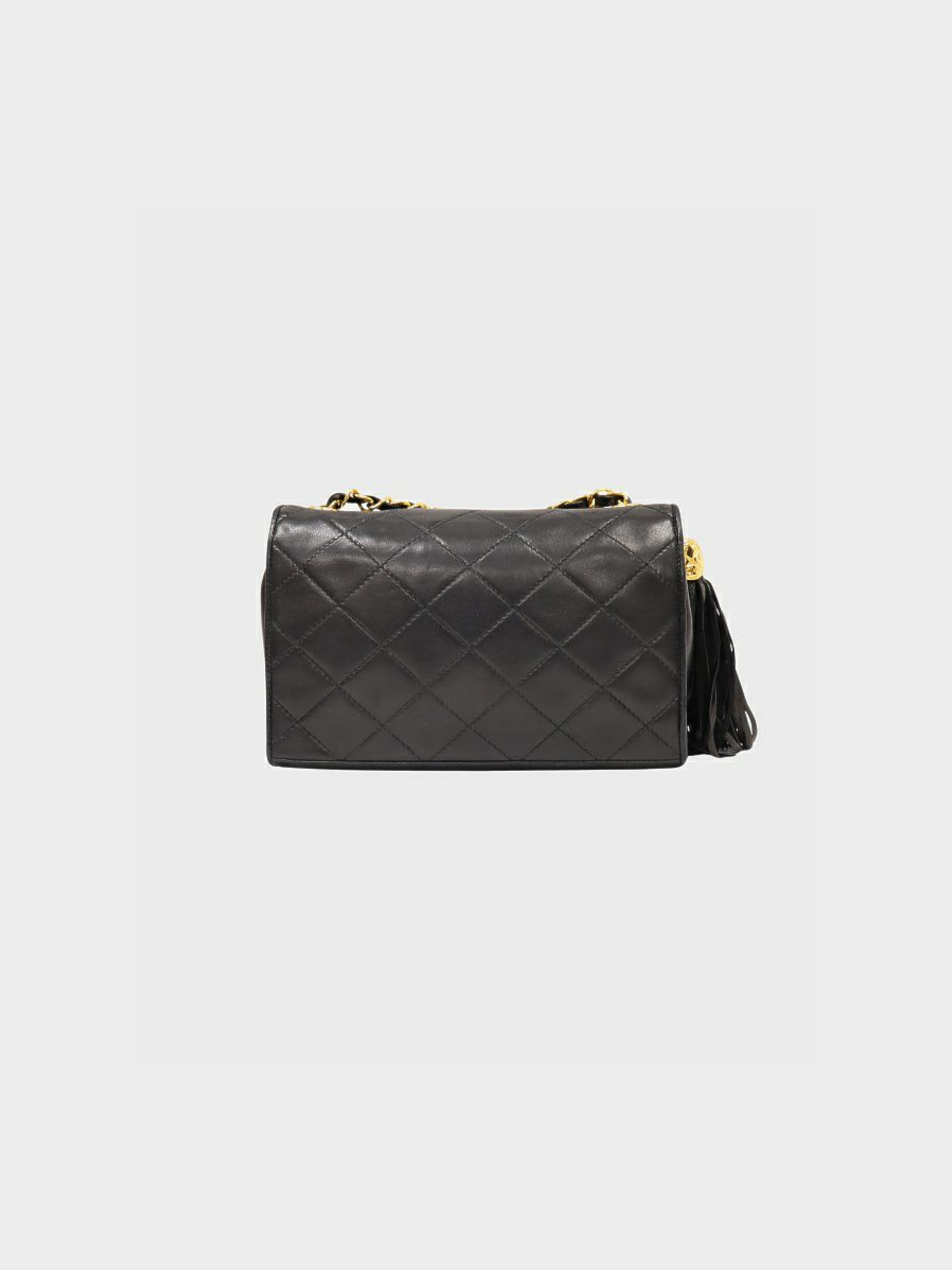 Chanel 1990 Black Tassel Matelasse Chain Shoulder Bag