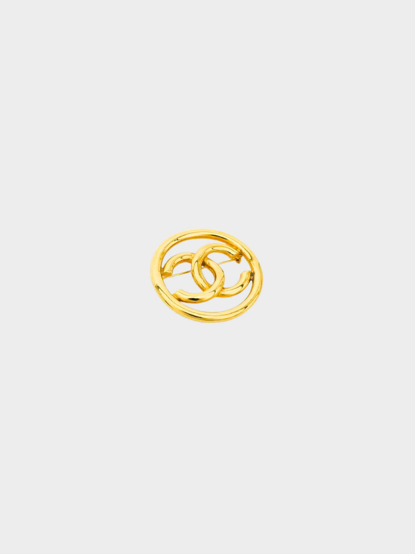 Chanel 1990s Gold CC Round Brooch