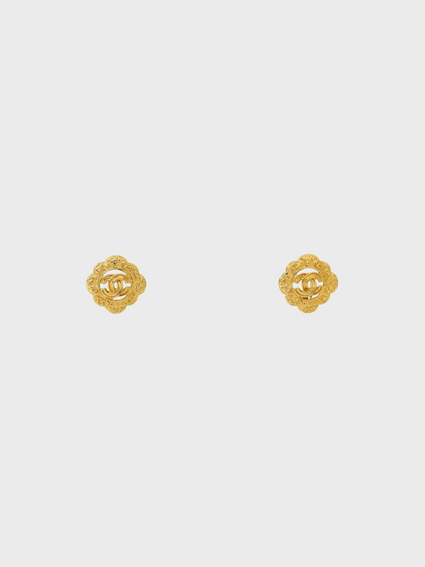 Chanel 1995 Vintage Gold Logo Clip On Earrings