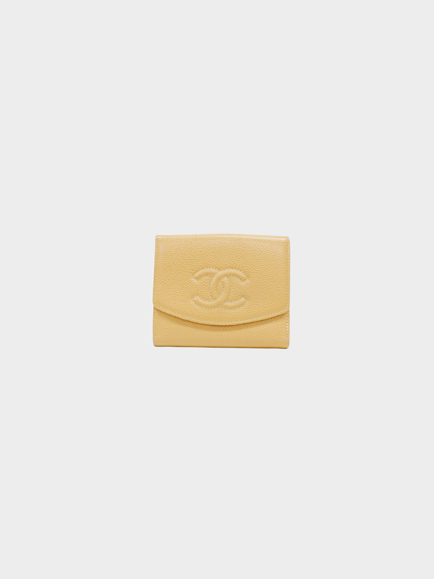 Chanel 2003 Beige Leather COCO Compact Wallet
